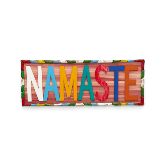 Namaste Hand-Painted Wooden Wall Hanging