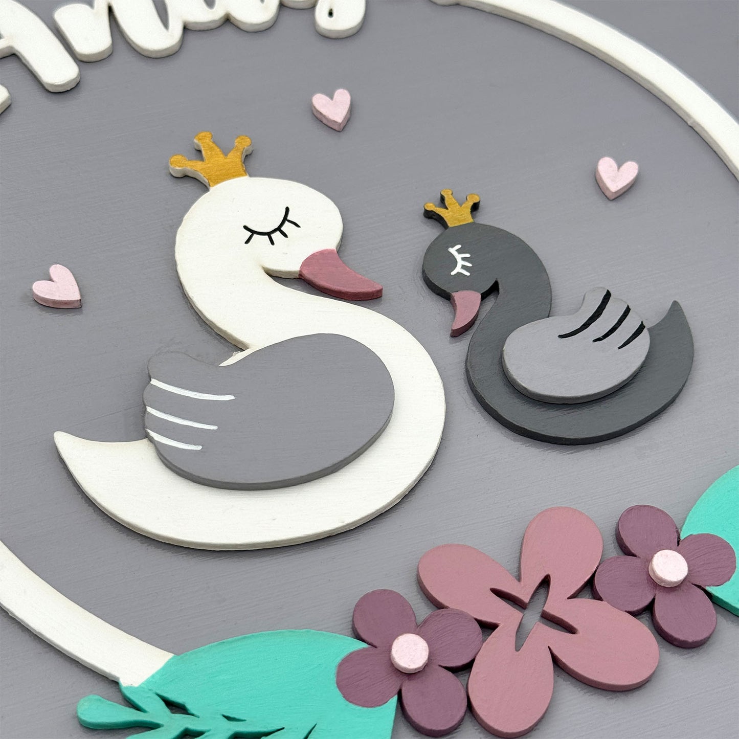 Duck Themed Hand-Painted Wooden Kids Name Plate