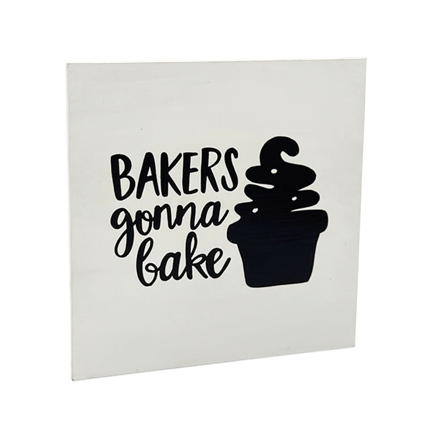 Bakers Gonna Bake Hand-Painted Wooden Kitchen Wall Hanging - White