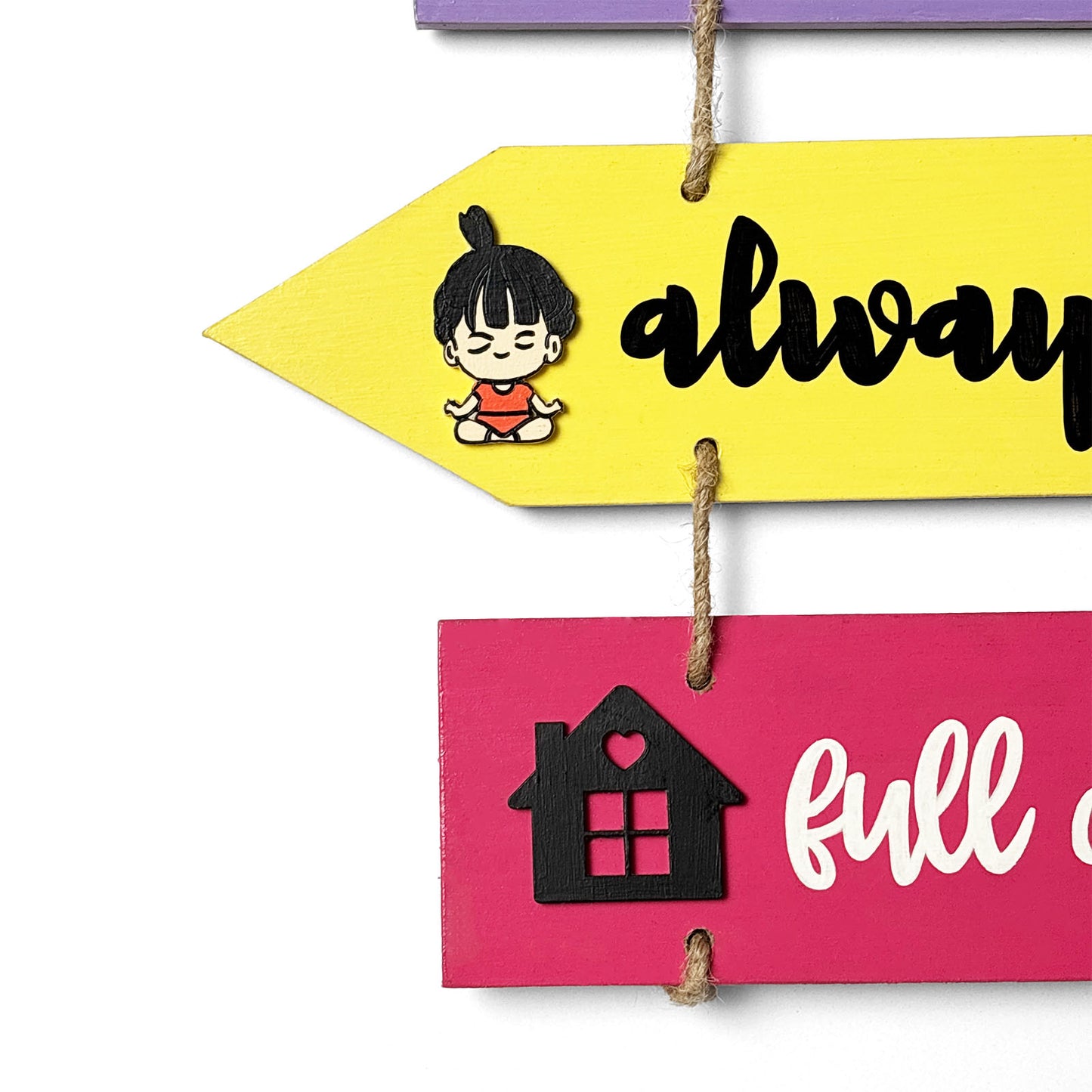 This Is Our Happy Place Hand-Painted Wooden Arrow Plank Wall Hanging - Design 2