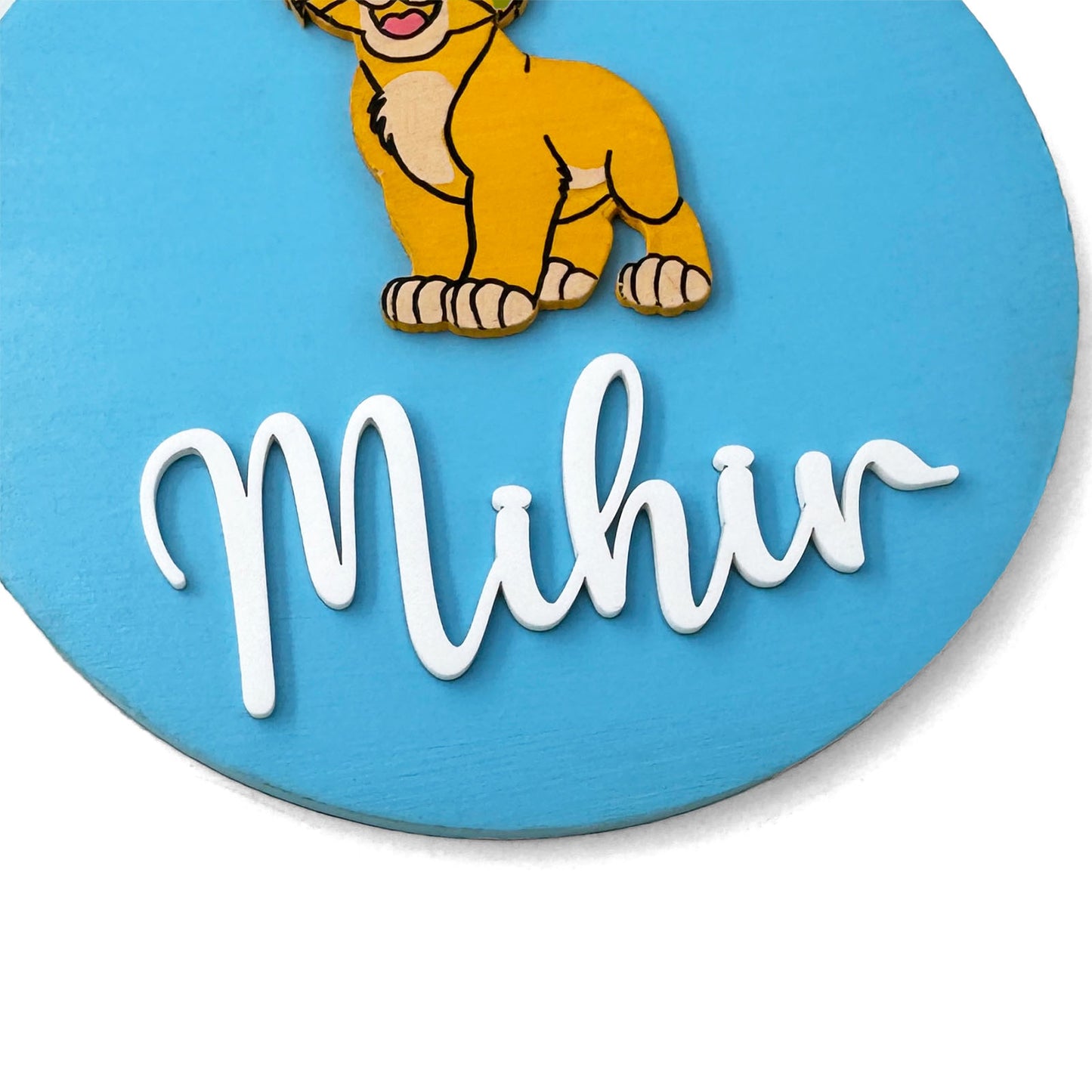Simba Lion King Themed Hand-Painted Wooden Name Plate For Kids