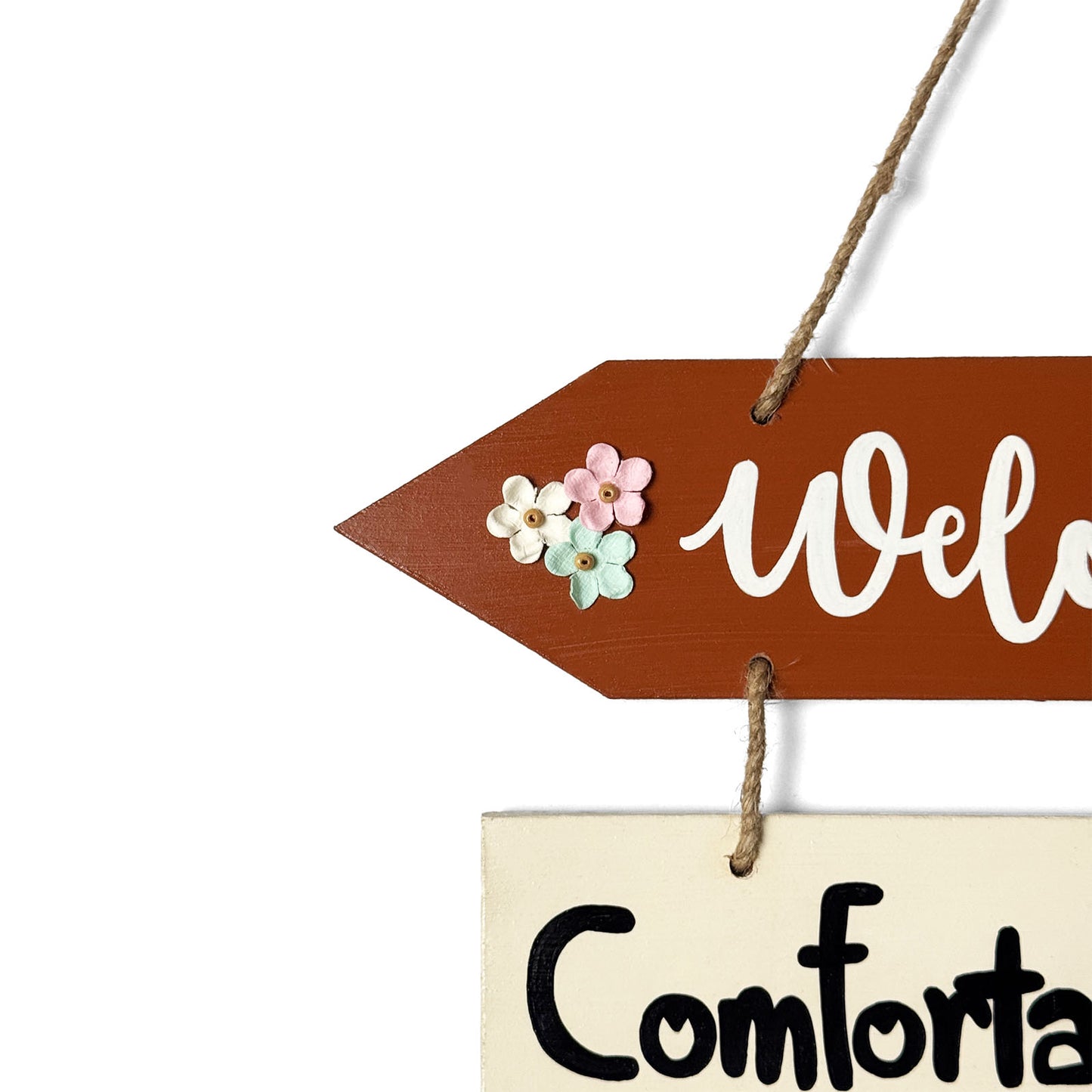 Welcome To Our Home Hand-Painted Wooden Arrow Plank Wall Hanging - Design 10