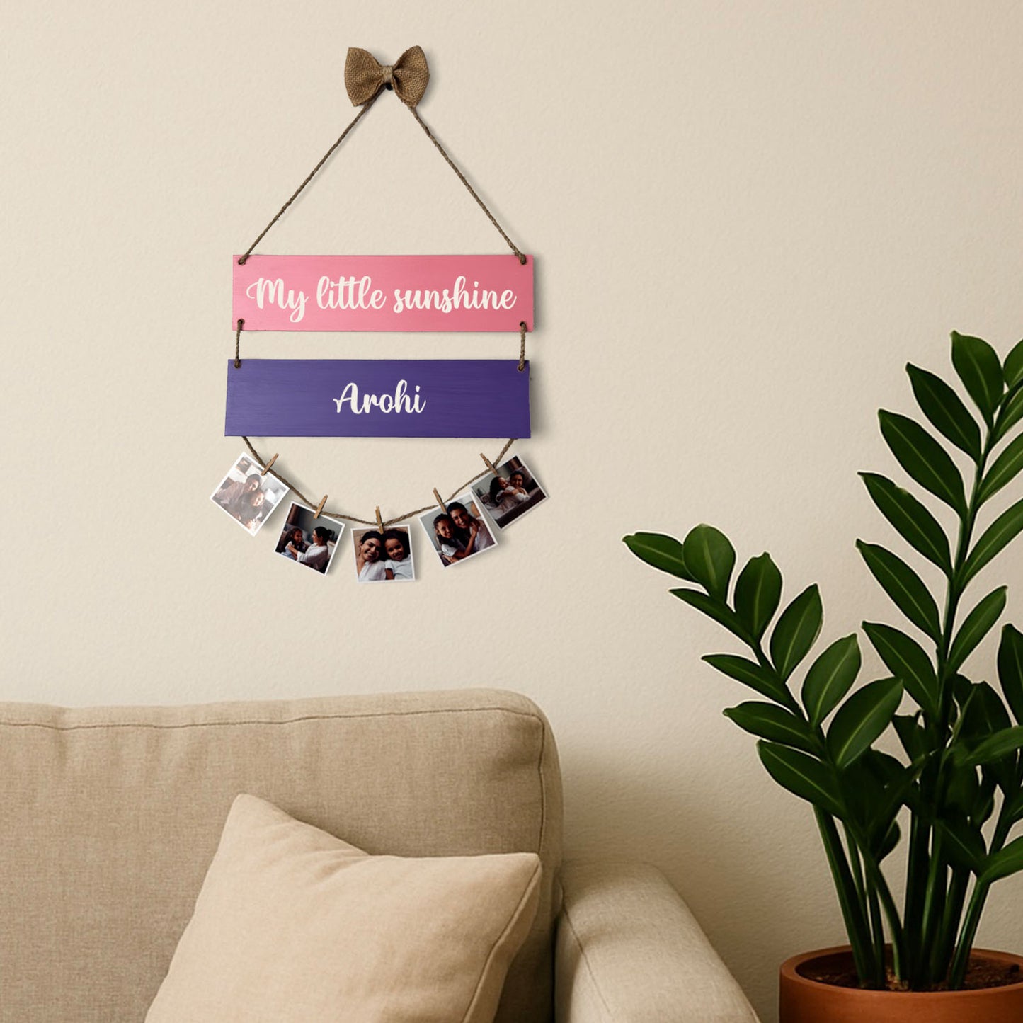 Personalised Hand-Painted Wooden Double Plank Photo Holder