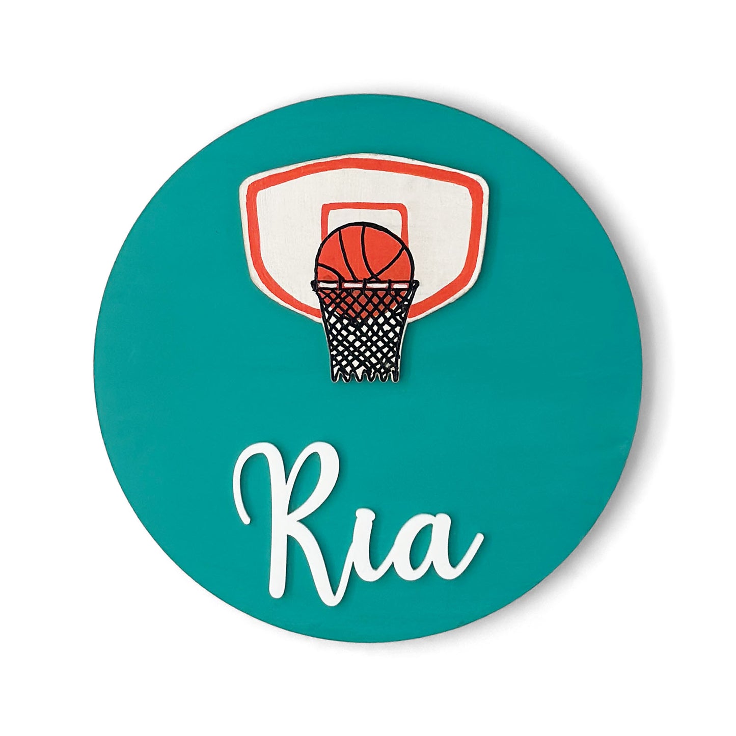 Basketball Themed Hand-Painted Wooden Name Plate For Kids