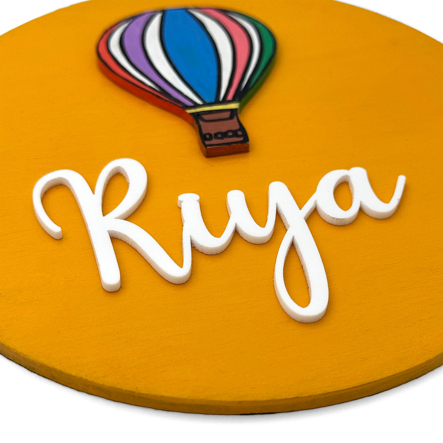 Hot Air Balloon Themed Hand-Painted Wooden Mini Kids Name Plate