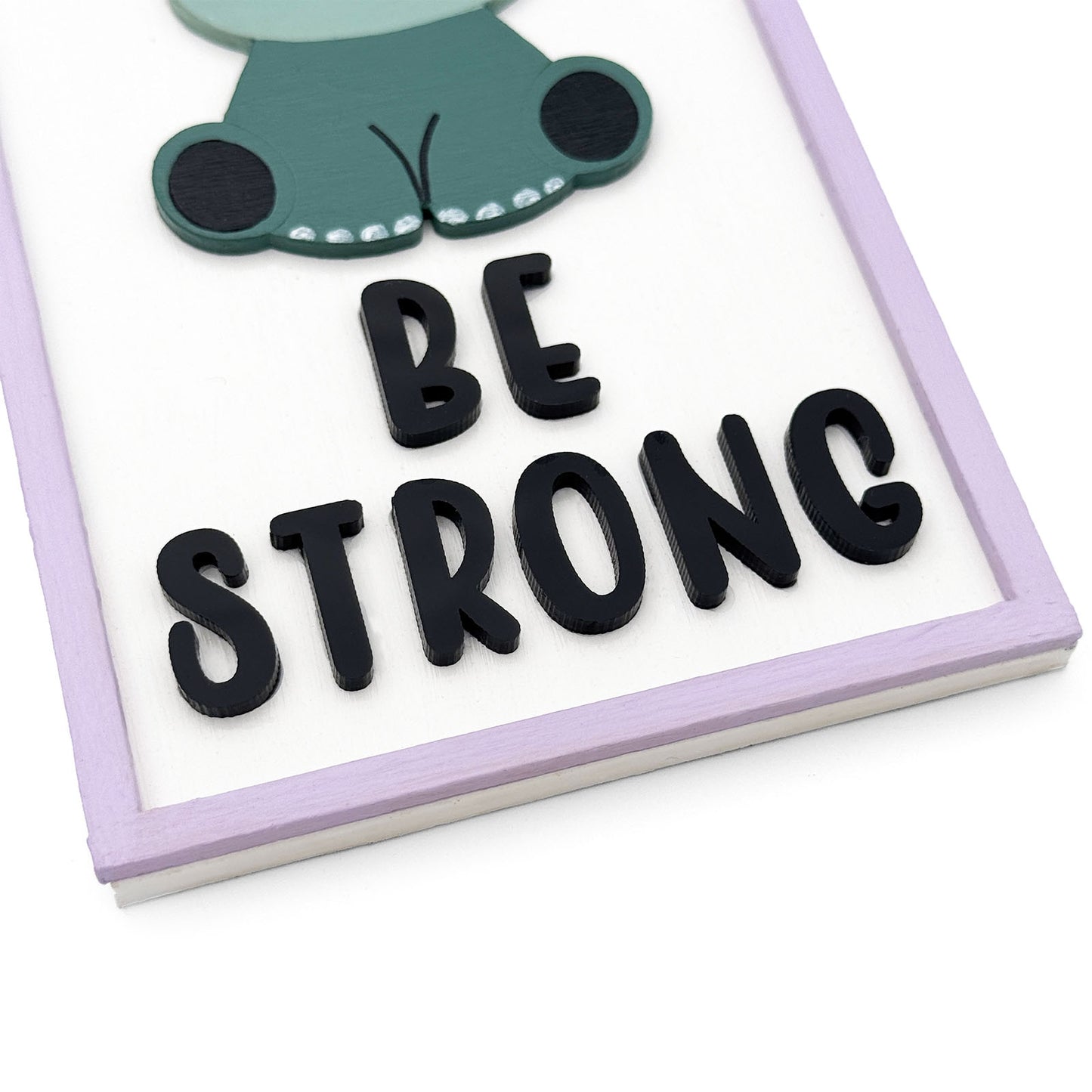 Be Strong Hand-Painted Wooden Kids Wall Frame - Light Purple