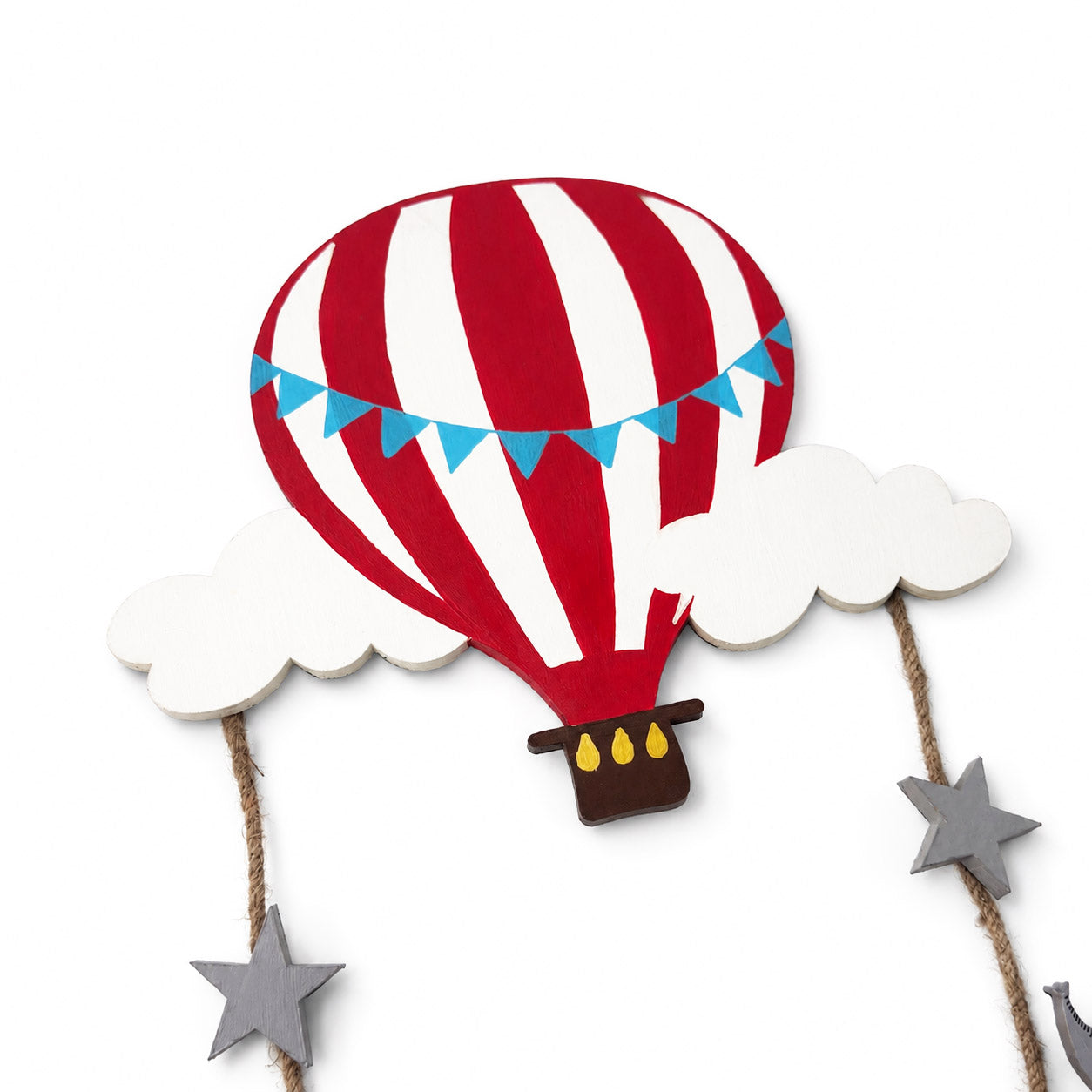 Hot Air Balloon Themed Hand-Painted Wooden Kids Name Plate - Design 1