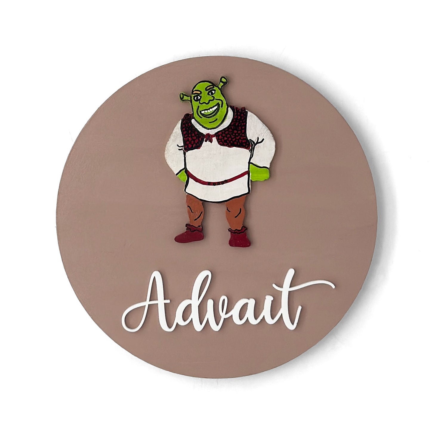Shrek Themed Hand-Painted Wooden Name Plate For Kids