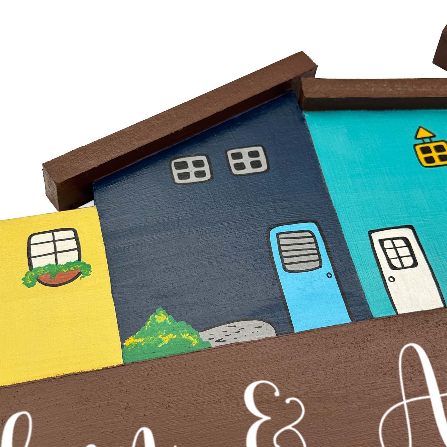 Hut-Shaped Hand-Painted Wooden Name Plate For Home - Hut Board Design 3