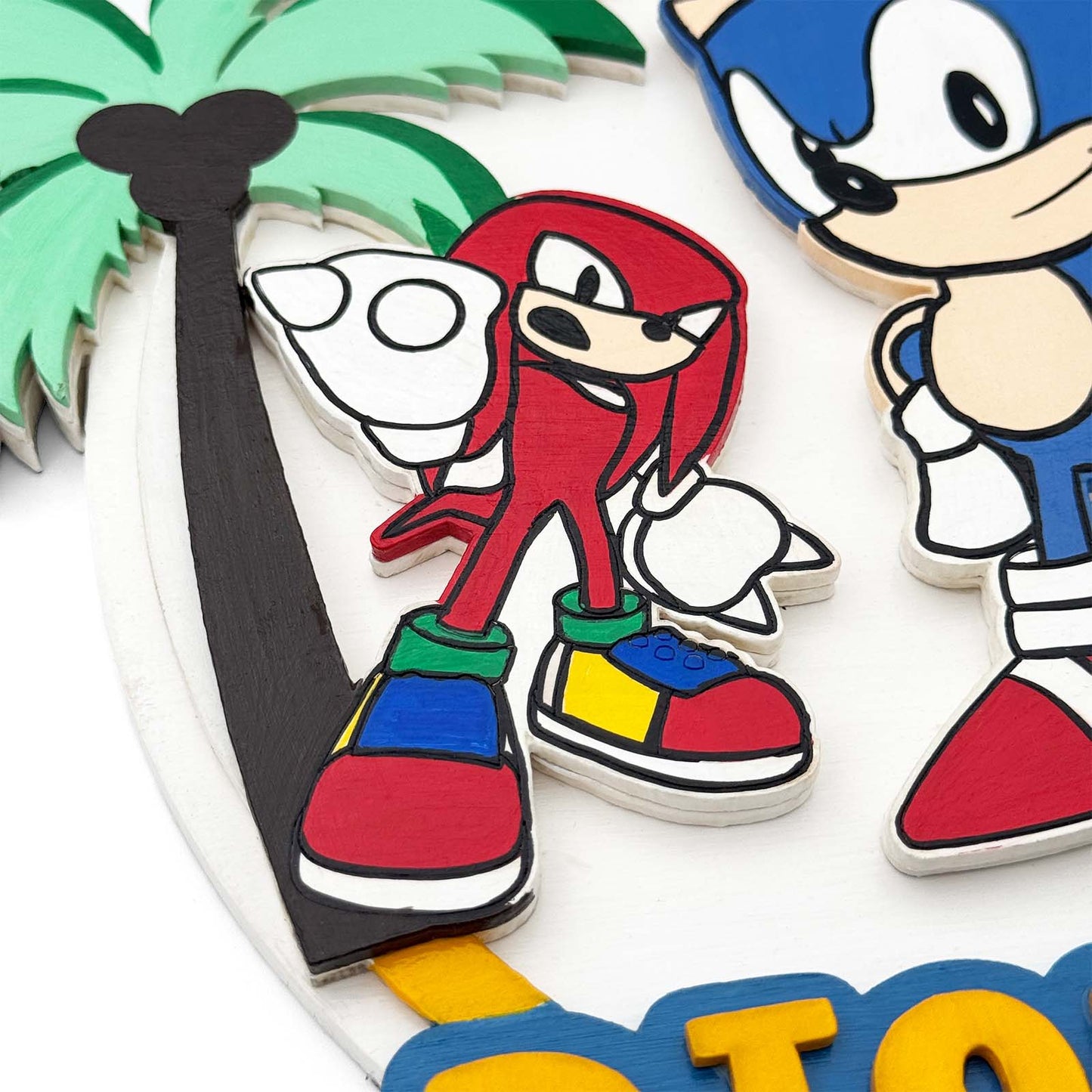 Sonic Themed Hand-Painted Wooden Kids Name Plate