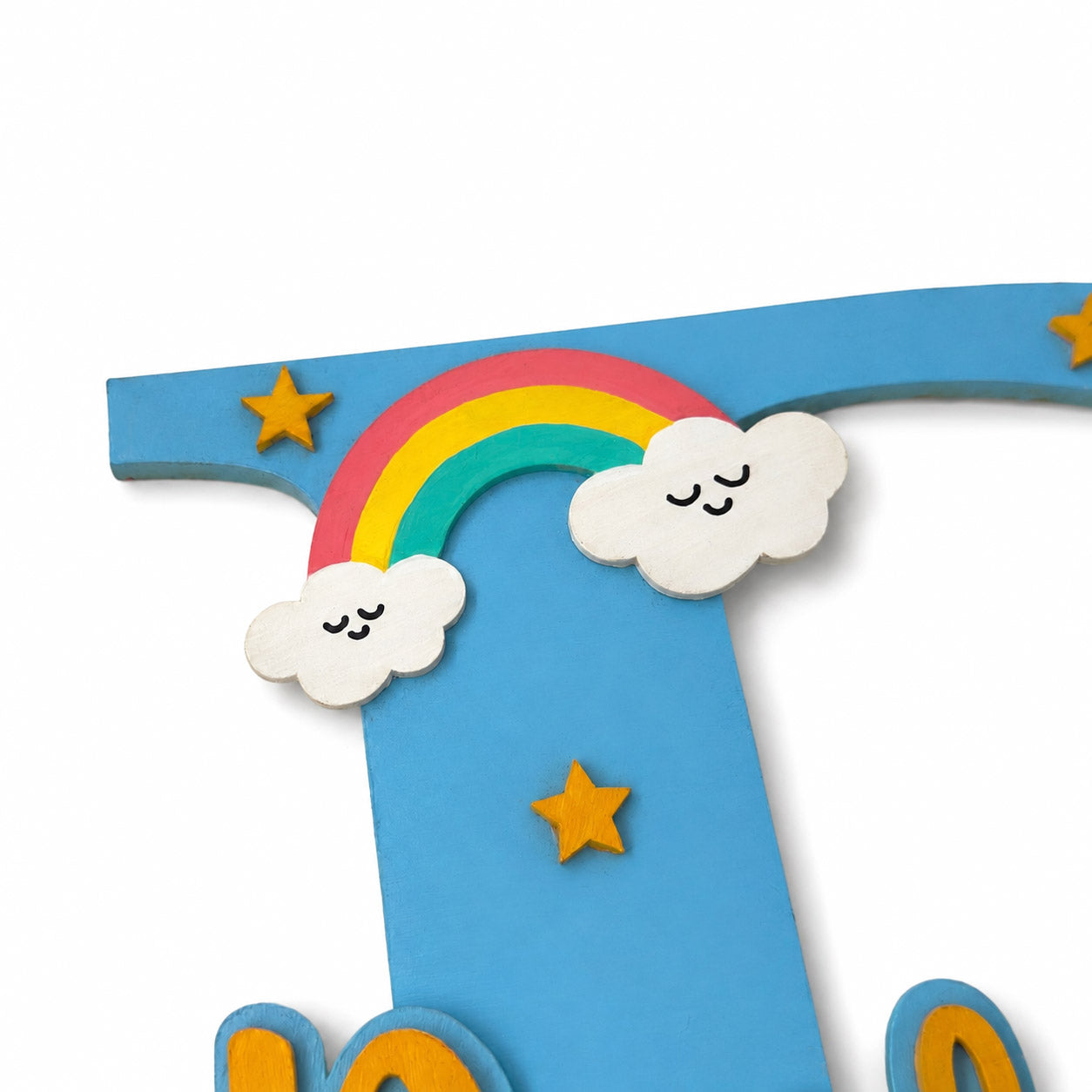 Layered Alphabet Initial Hand-Painted Wooden Kids Name Plate For Boys - Design 2