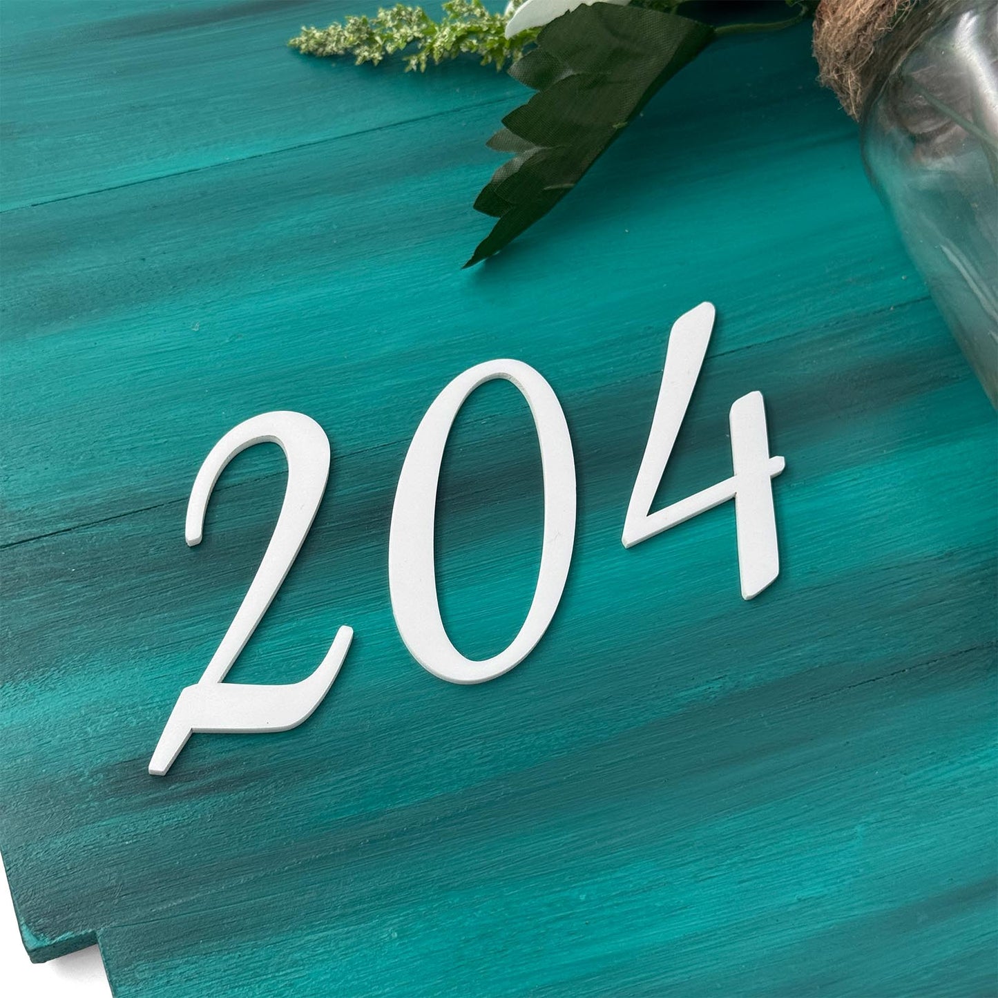 Teal Hand-Painted Wooden Name Plate With Jar For Home - Design 1