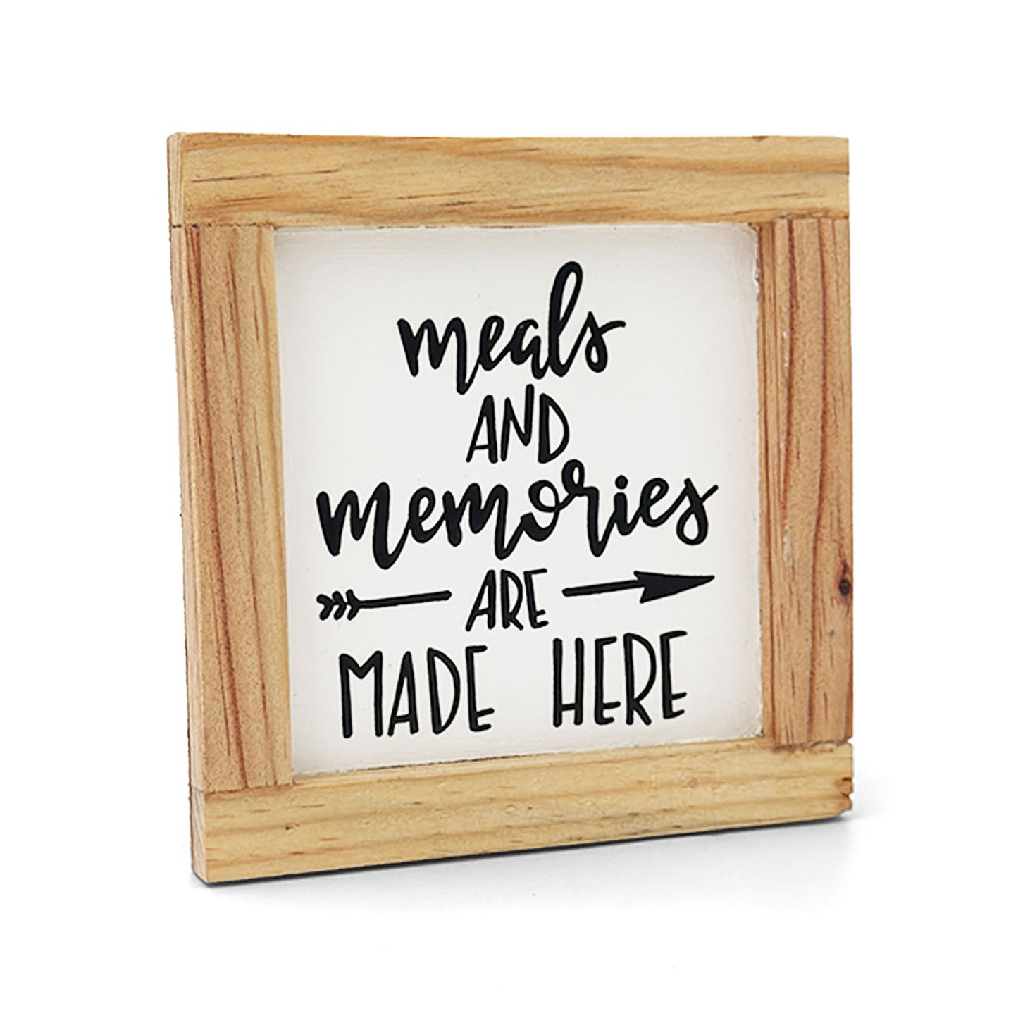 Meals And Memories Are Made Here Hand-Painted Wooden Kitchen Wall Frame - Natural Wood
