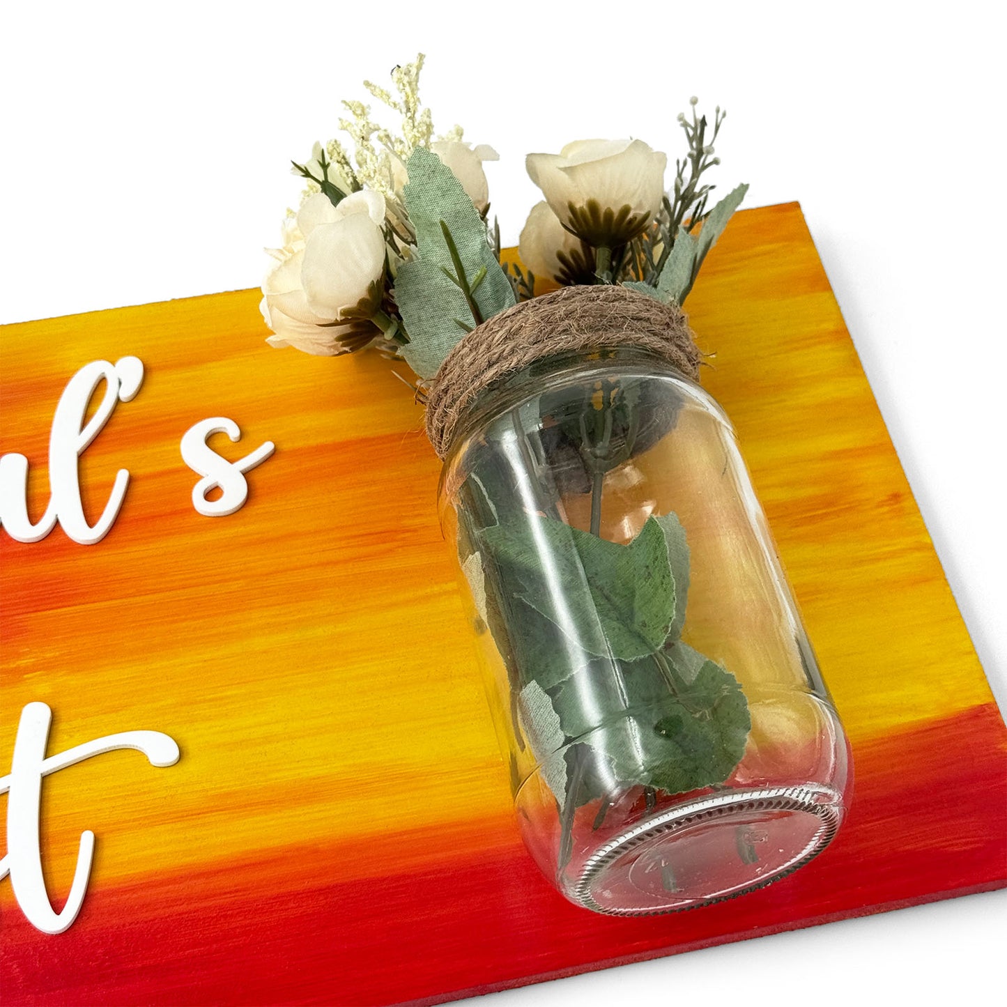 Hand-Painted Wooden Name Plate With Jar For Home - Only Jar Board