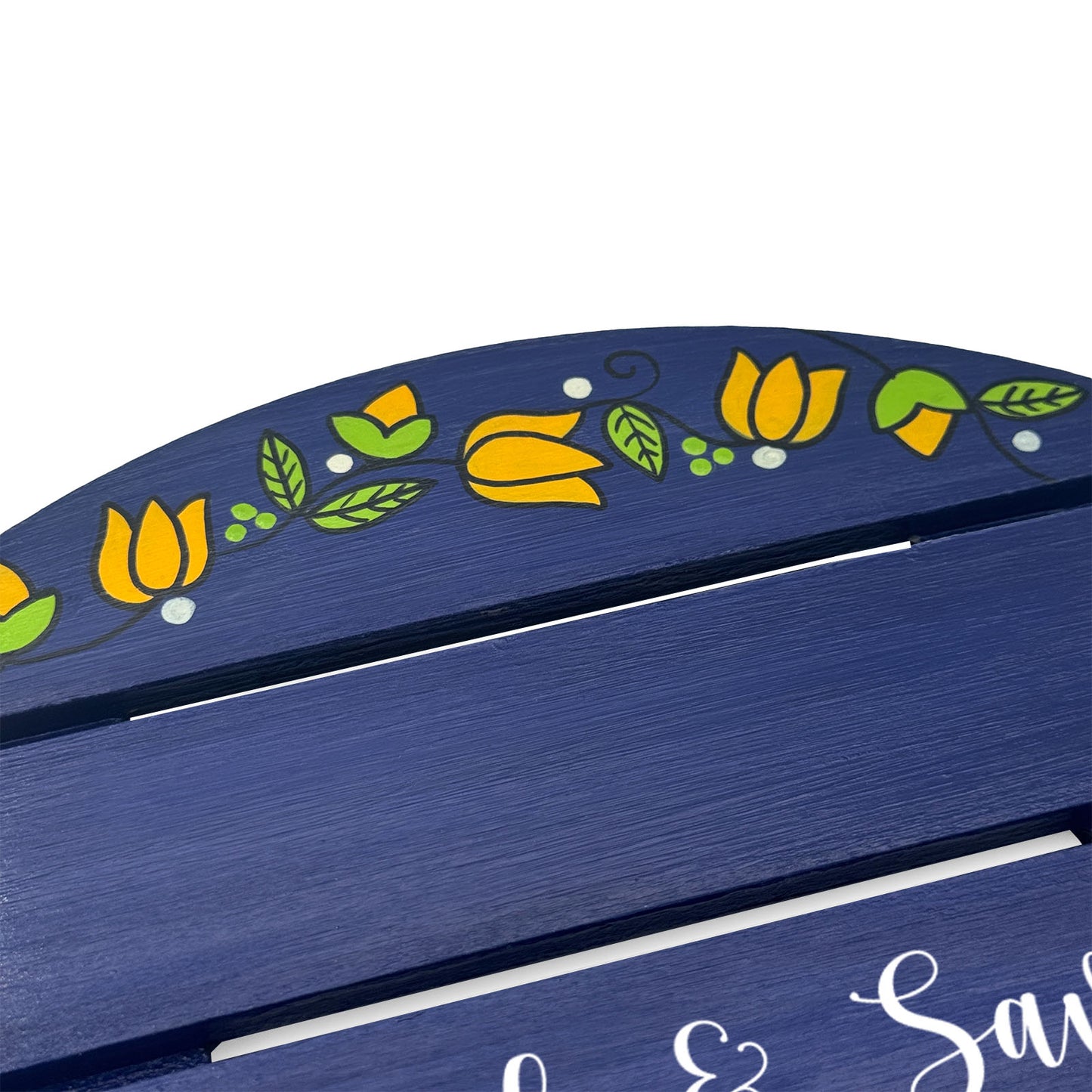 Lotus Bud Artwork Hand-Painted Wooden Madhubani Round Name Plate For Home