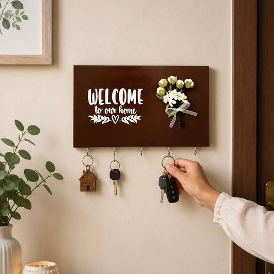 Hand-Painted Wooden Key Holder - Welcome To Our Home