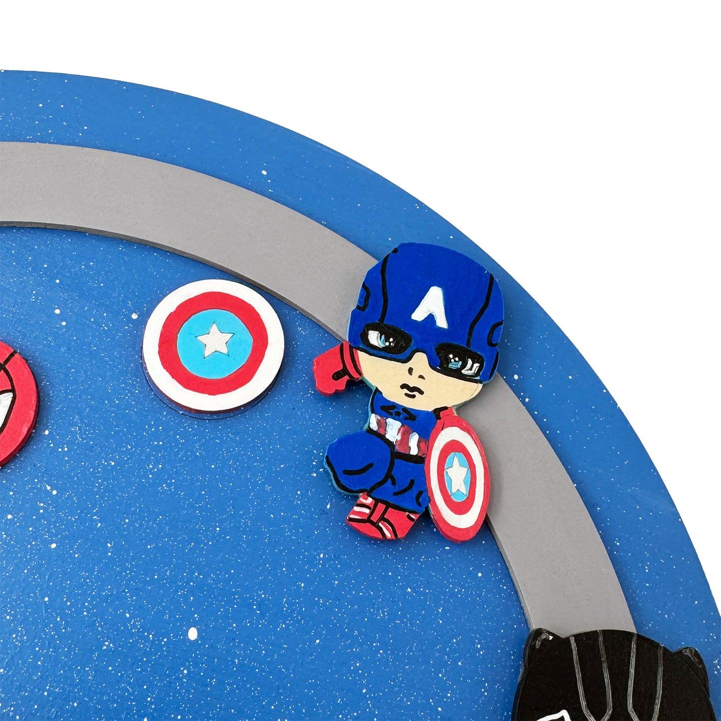 Superheroes Avengers Themed Hand-Painted Wooden Round Kids Name Plate - Design 1