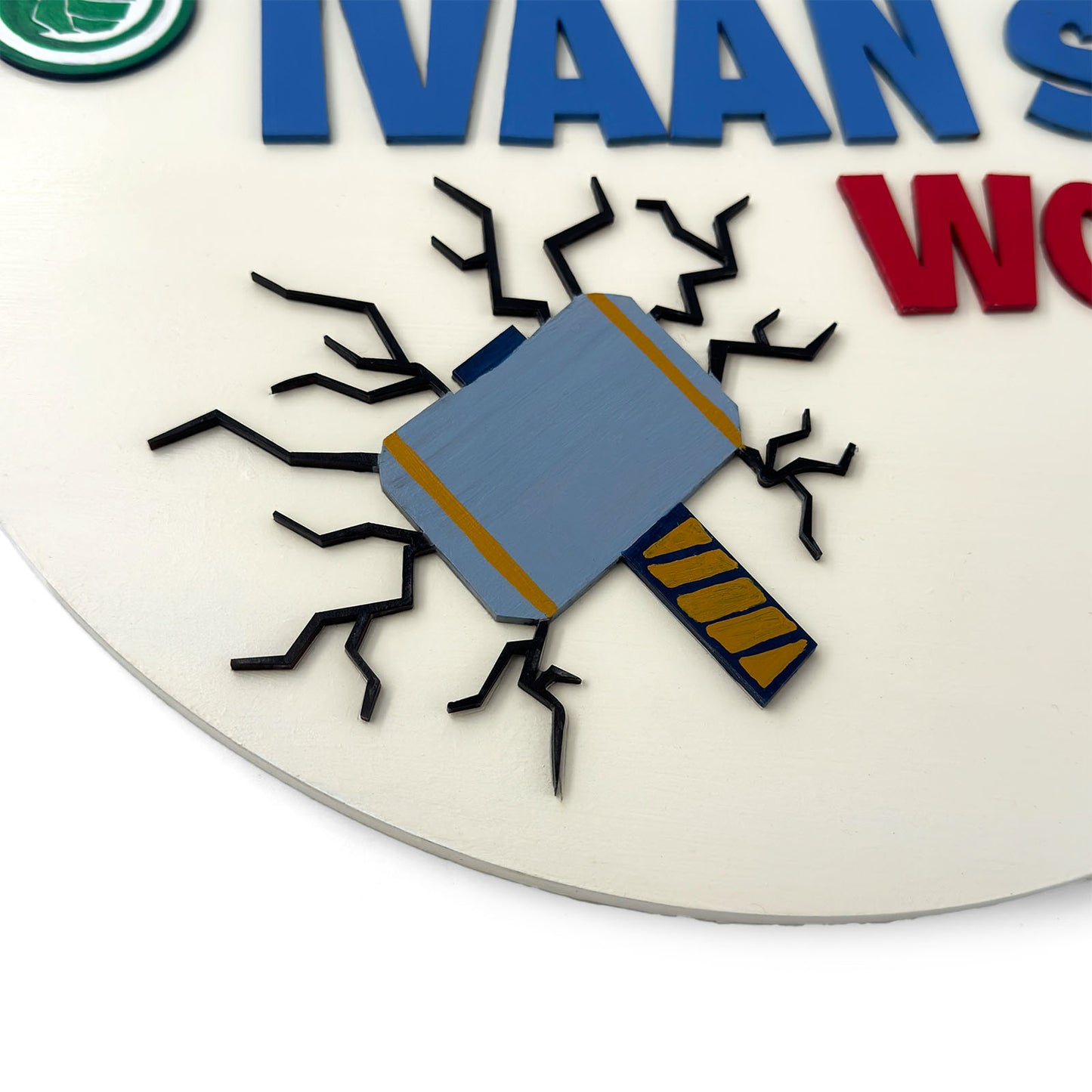 Superheroes Avengers Themed Hand-Painted Wooden Round Kids Name Plate - Design 2