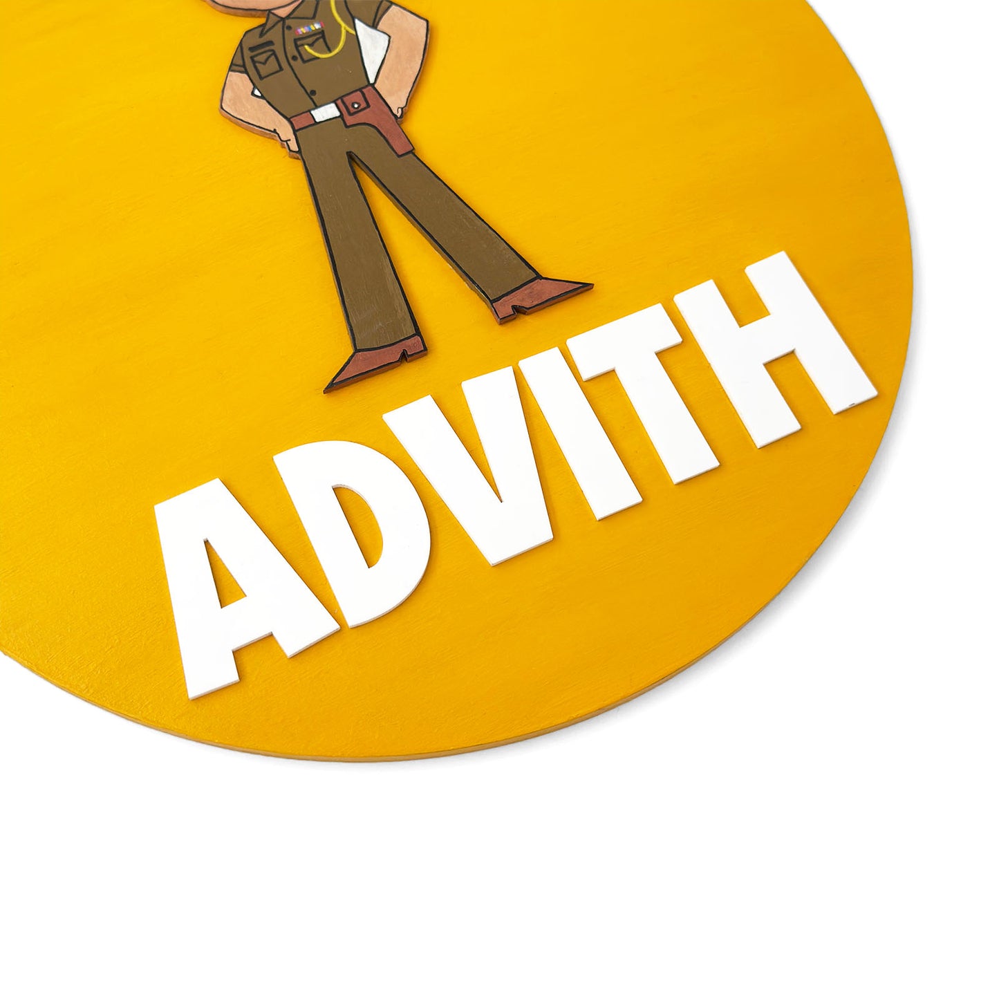 Little Singham Themed Hand-Painted Wooden Name Plate For Kids