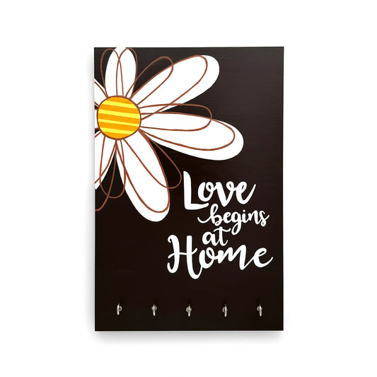 Hand-Painted Wooden Key Holder - Love Begins At Home