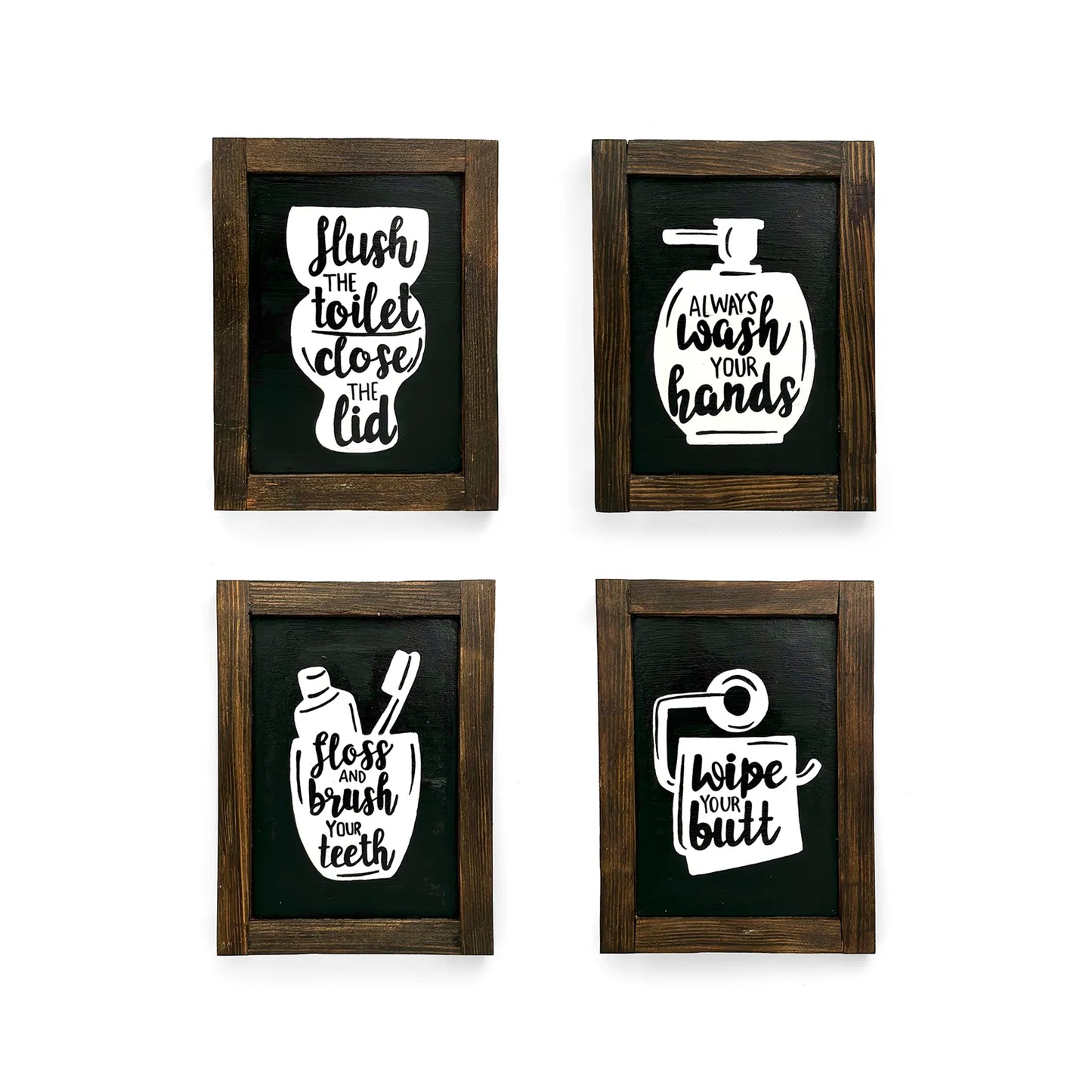 Hand-Painted Wooden Washroom Frame Combo Of 4