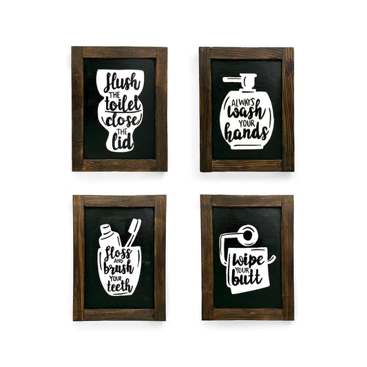 Hand-Painted Wooden Washroom Frame Combo Of 4