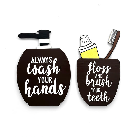 Hand-Painted Wooden Washroom Hanging Combo Of 2