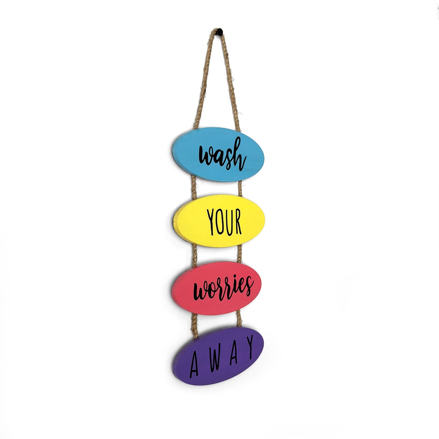 Wash Your Worries Away Hand-Painted Wooden Washroom Hanging