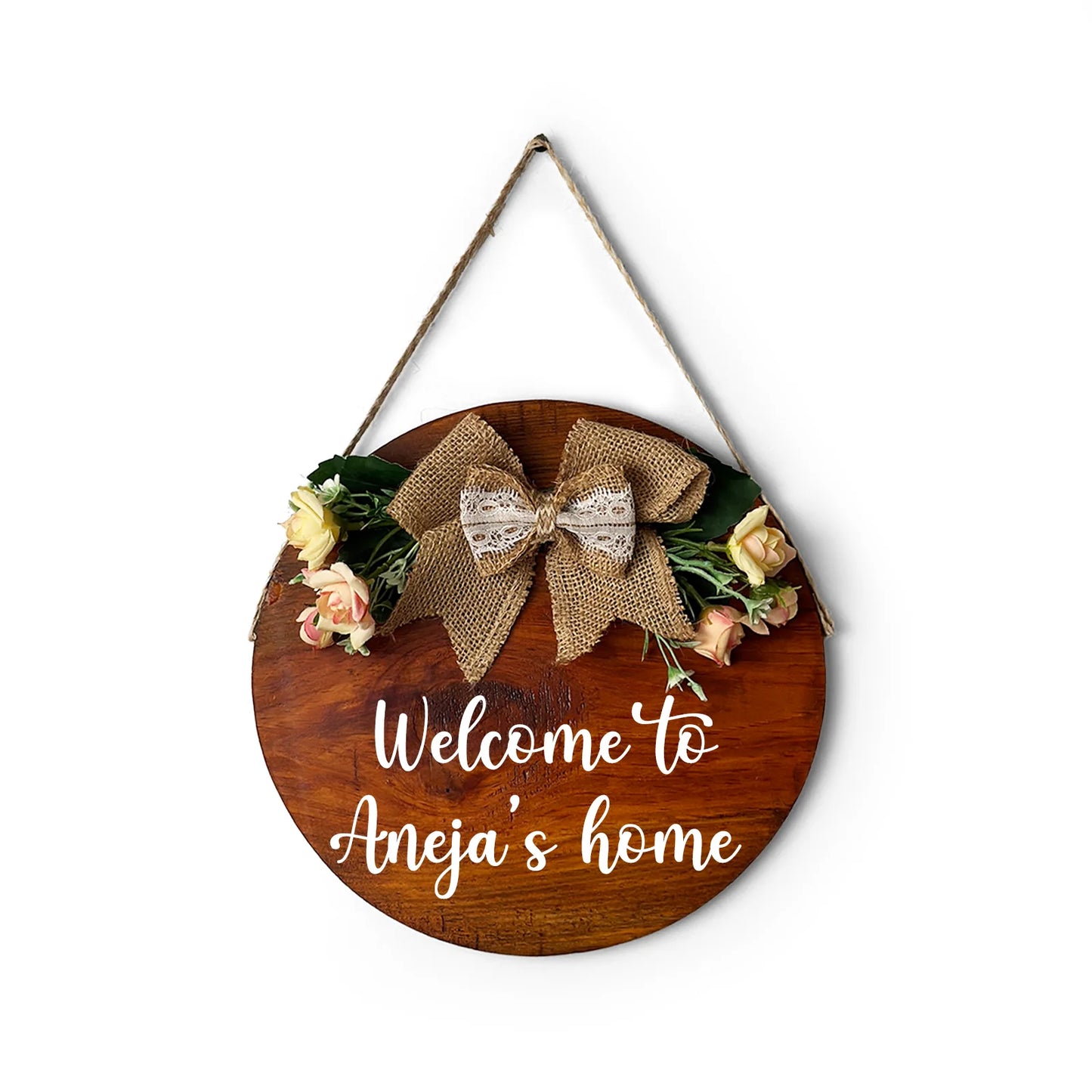 Personlised Hand-Painted Wooden Door Hanger - Wooden Finish