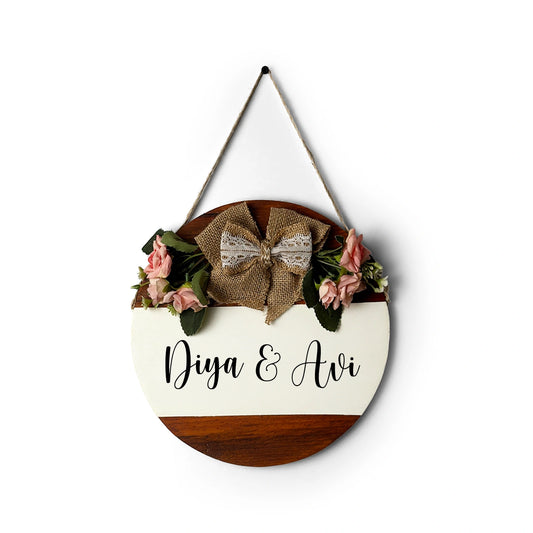 Personlised Hand-Painted Wooden Door Hanger - White & Wooden Finish