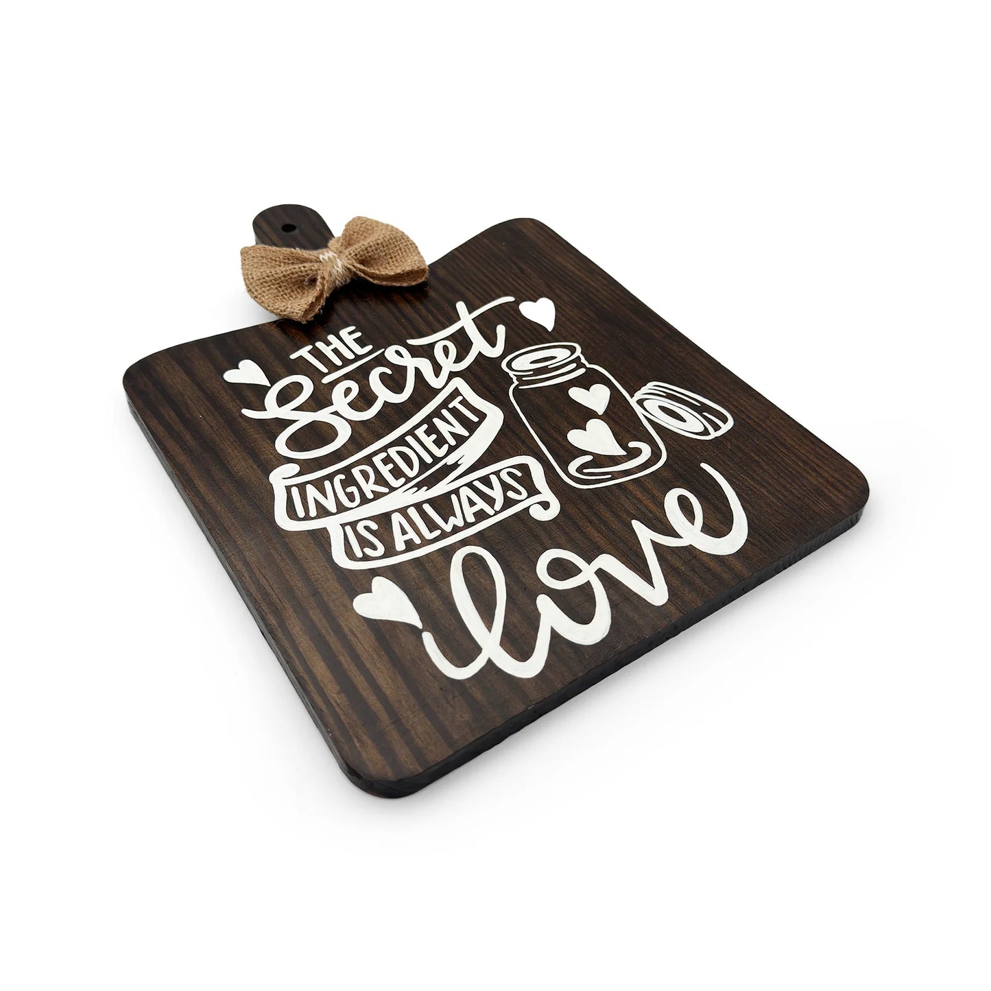 The Secret Ingredient Is Always Love Hand-Painted Wooden Chopping Board Kitchen Wall Hanging - Wooden Finish