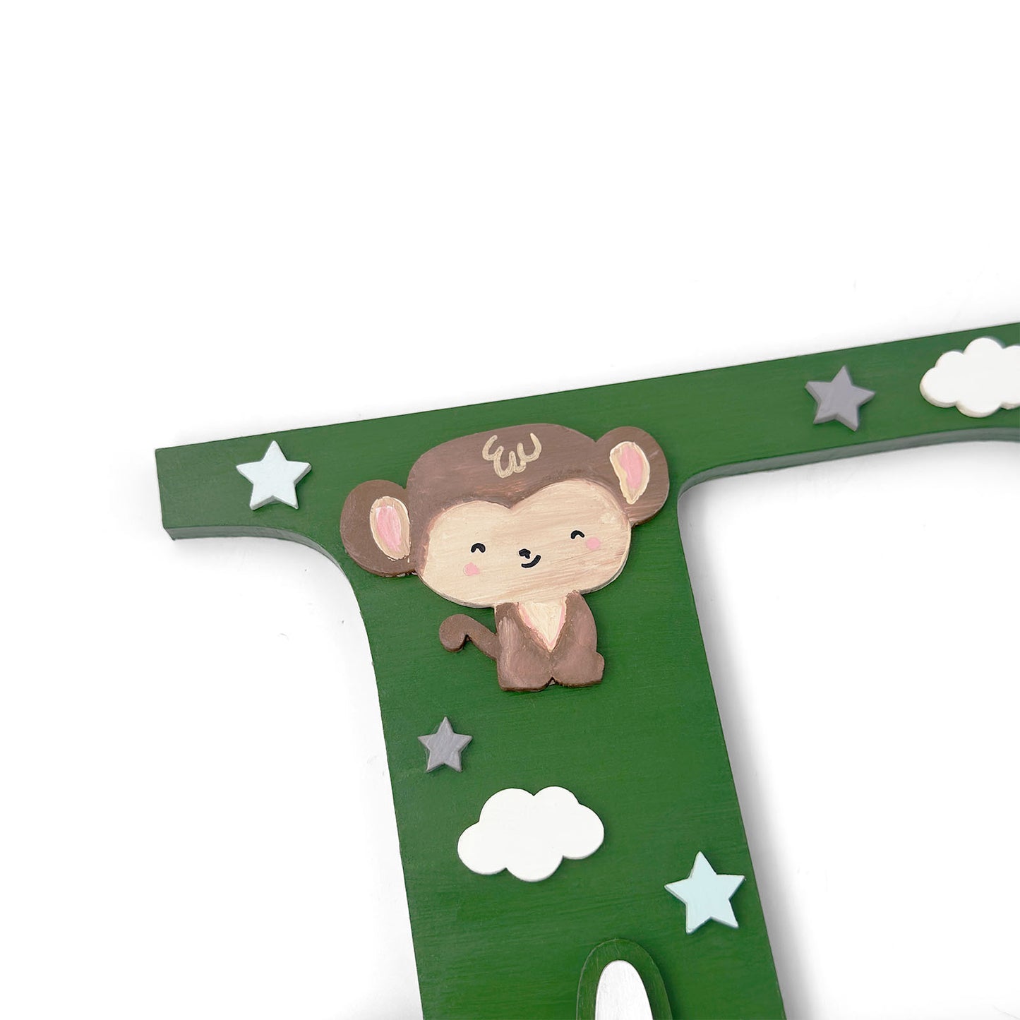 Animal  Themed Layered Alphabet Initial Hand-Painted Wooden Kids Name Plate Design 1
