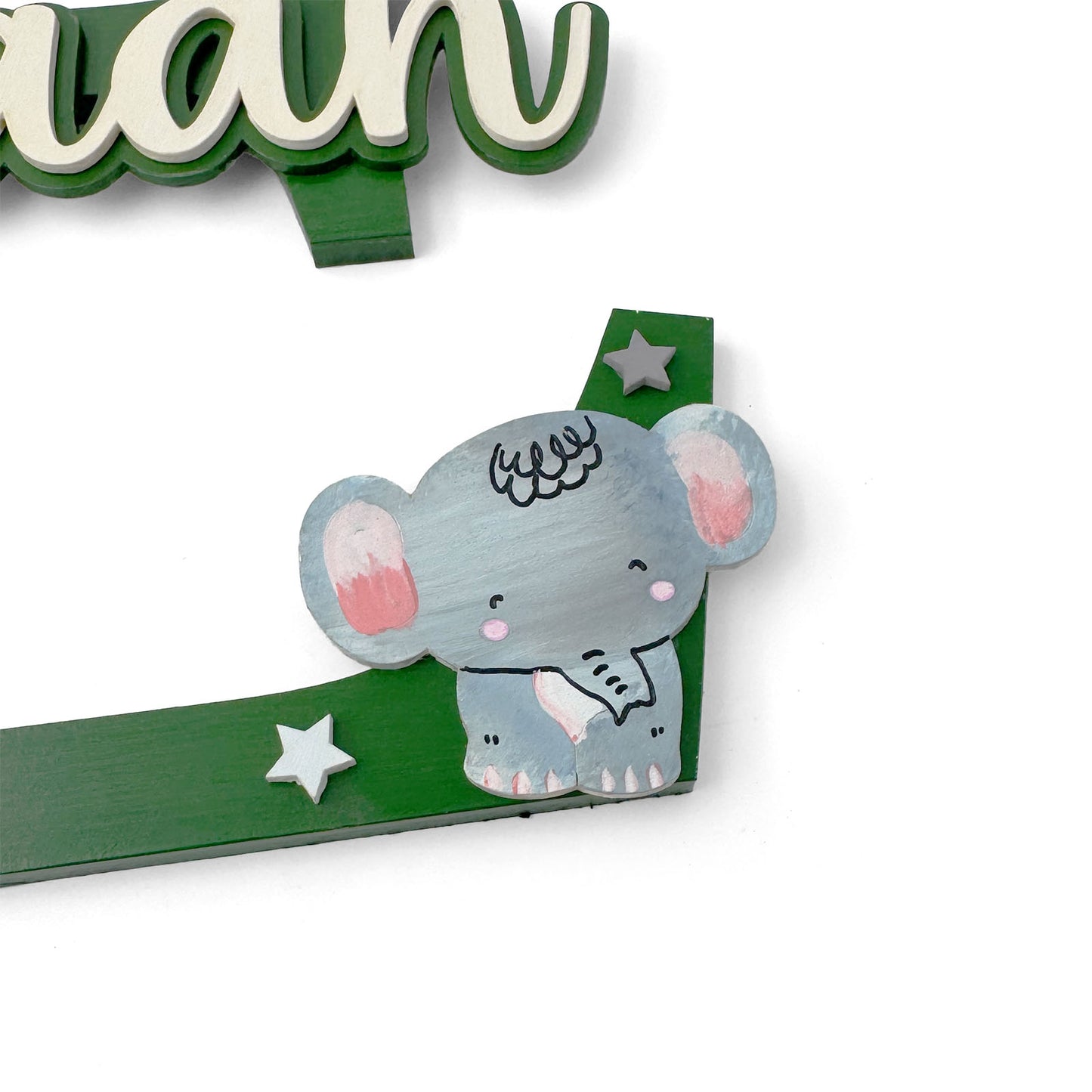 Animal  Themed Layered Alphabet Initial Hand-Painted Wooden Kids Name Plate Design 1
