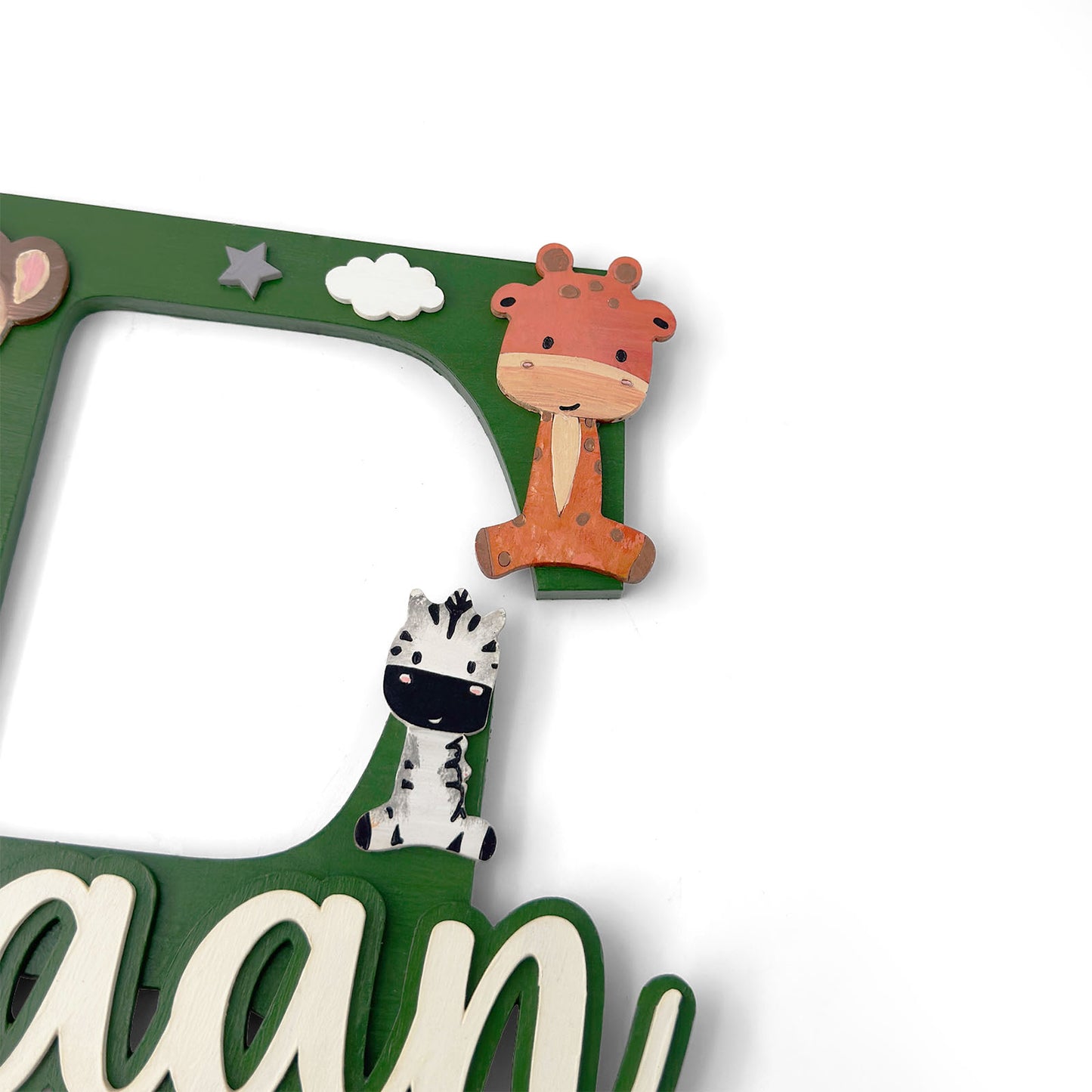 Animal  Themed Layered Alphabet Initial Hand-Painted Wooden Kids Name Plate Design 1
