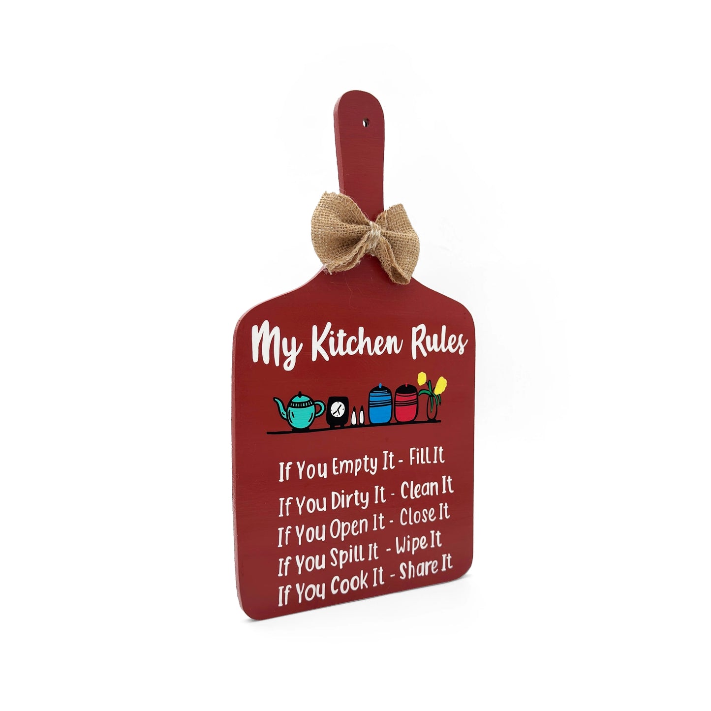 My Kitchen Rules Hand-Painted Wooden Chopping Board Kitchen Wall Hanging - Brown