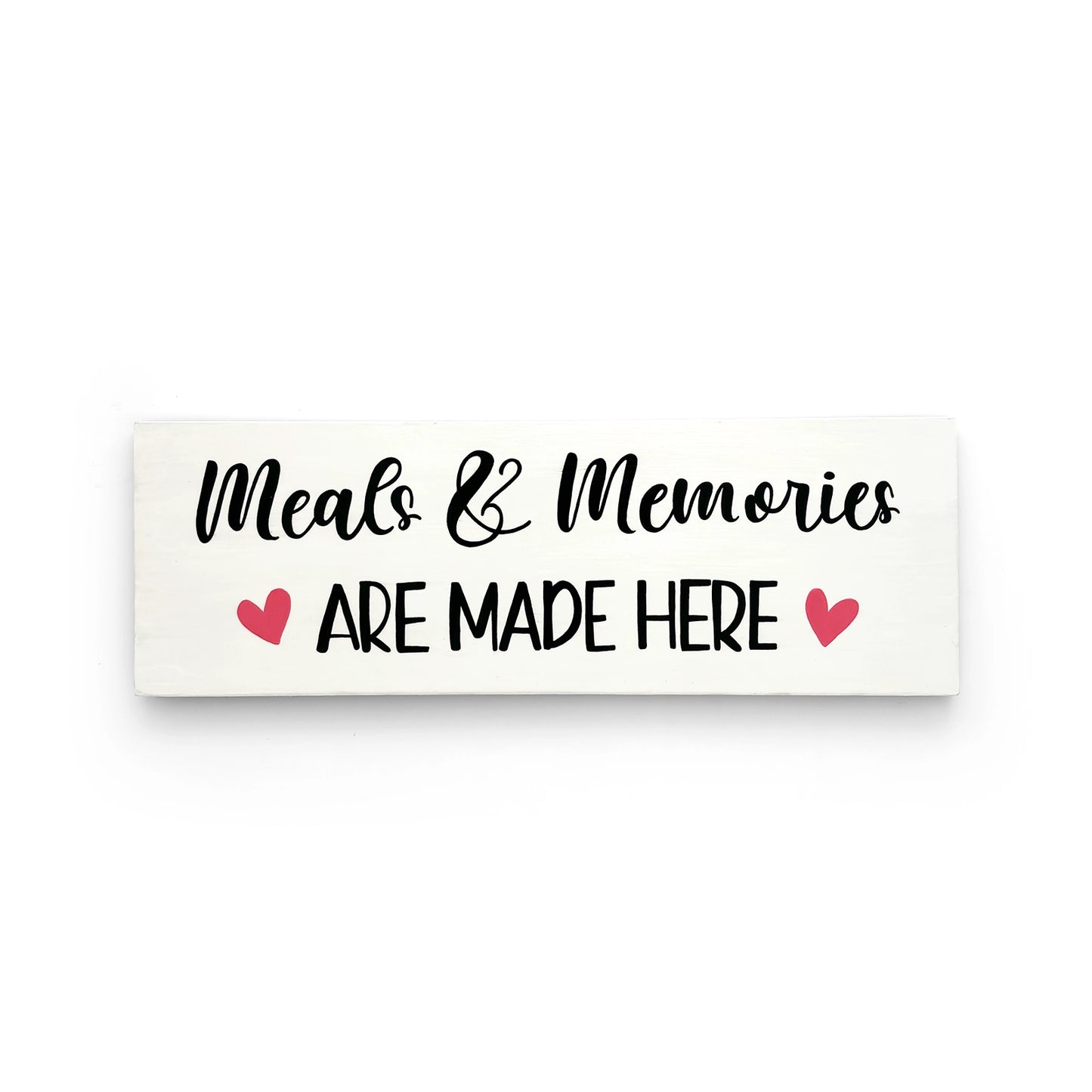 Meals & Memories Are Made Here Hand-Painted Wooden Kitchen Wall Hanging - White