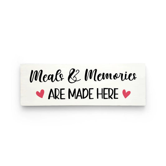 Meals & Memories Are Made Here Hand-Painted Wooden Kitchen Wall Hanging - White