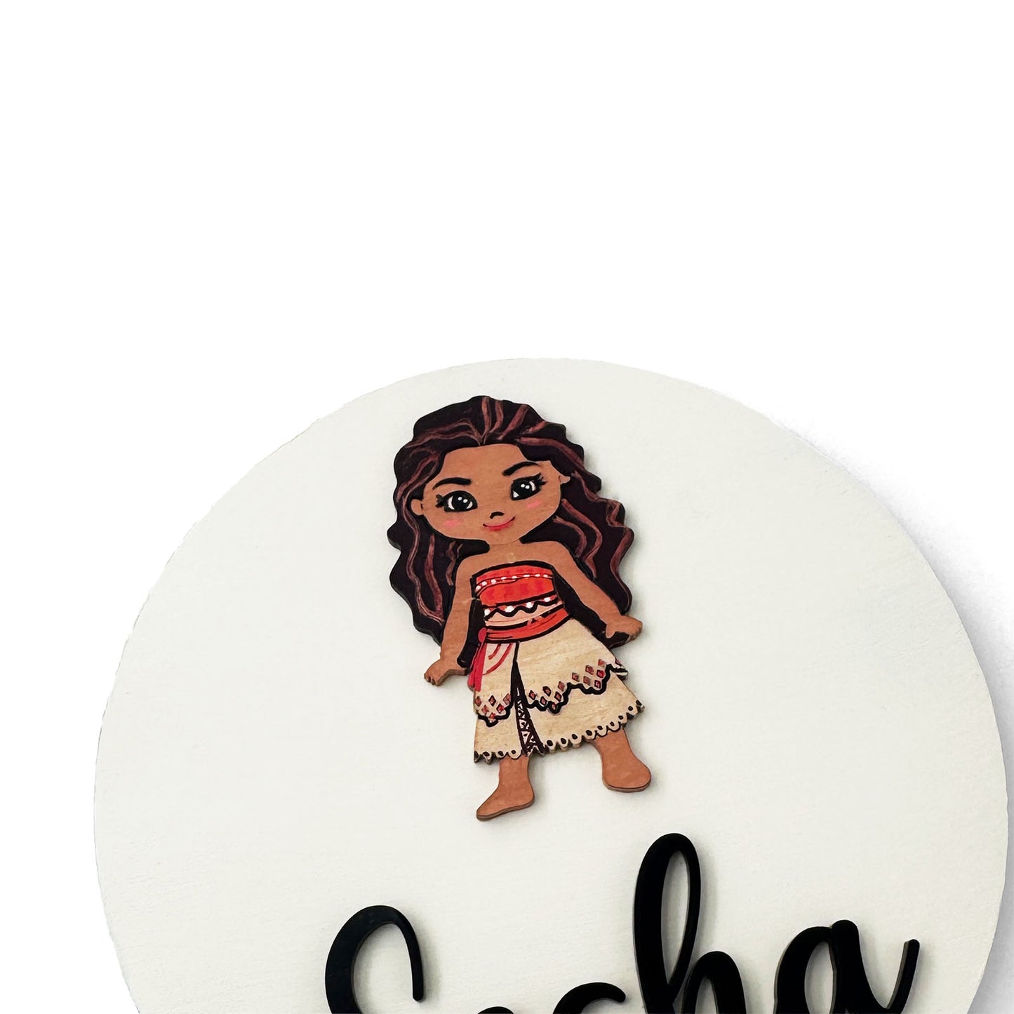 Disney Princess Moana Themed Hand-Painted Wooden Name Plate For Kids