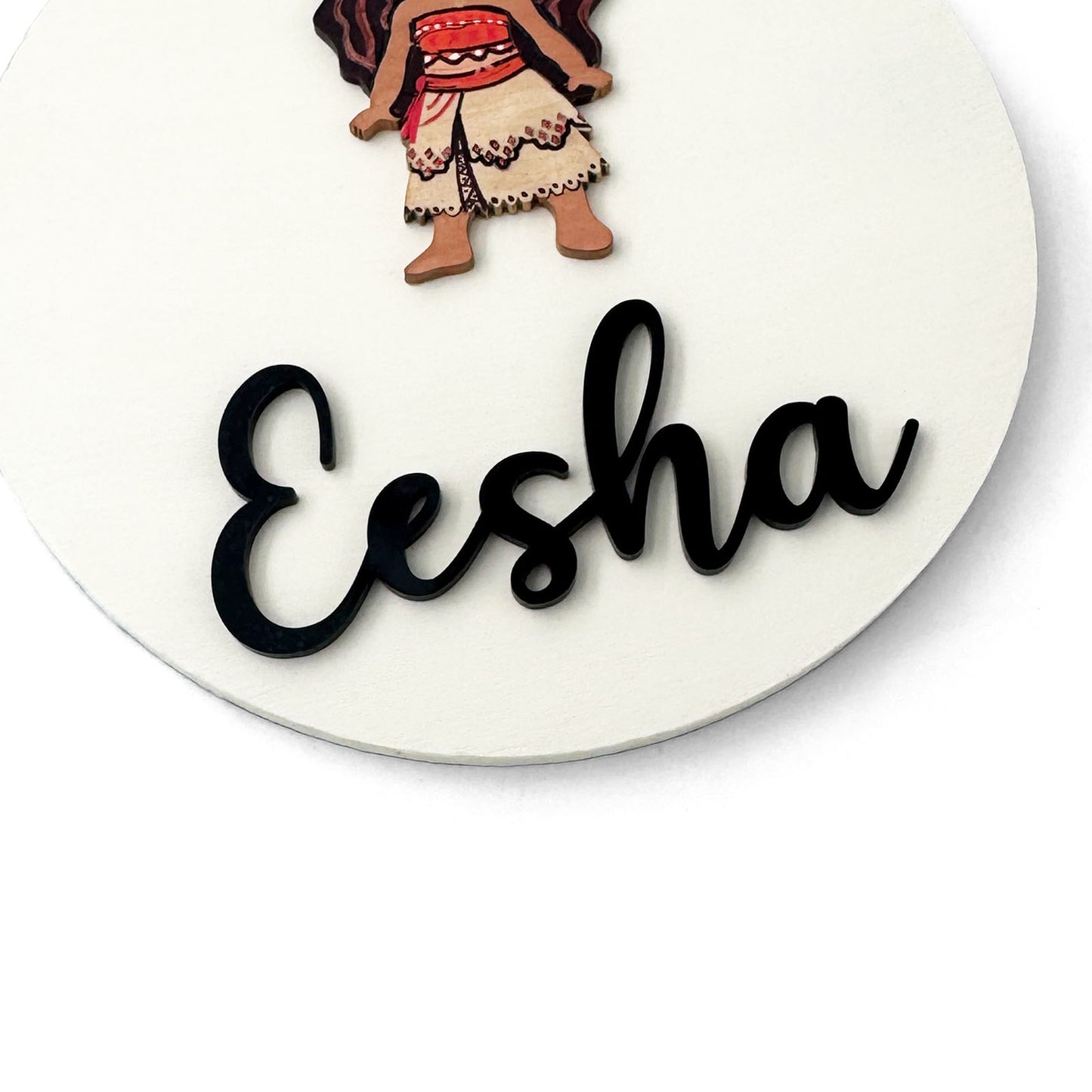 Disney Princess Moana Themed Hand-Painted Wooden Name Plate For Kids