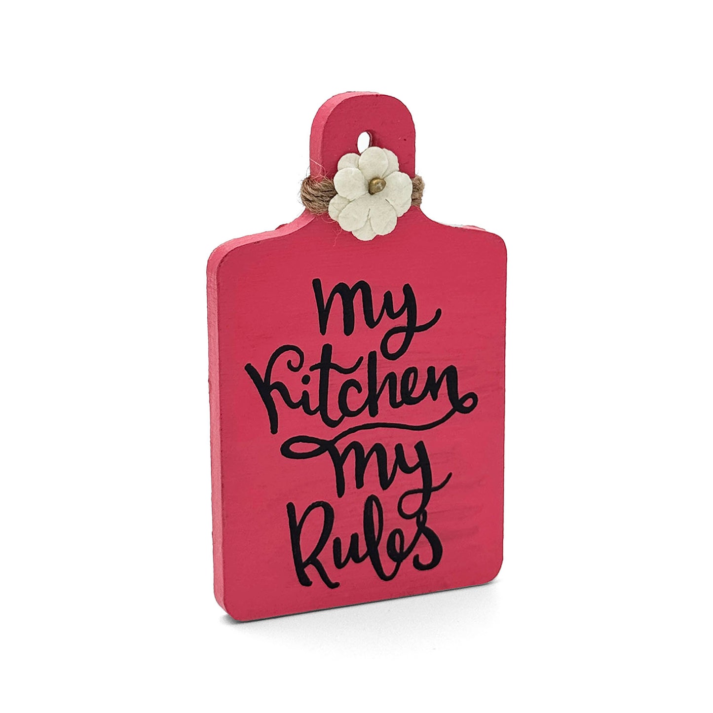 My Kitchen My Rules Hand-Painted Wooden Chopping Board Fridge Magnet  - Pink