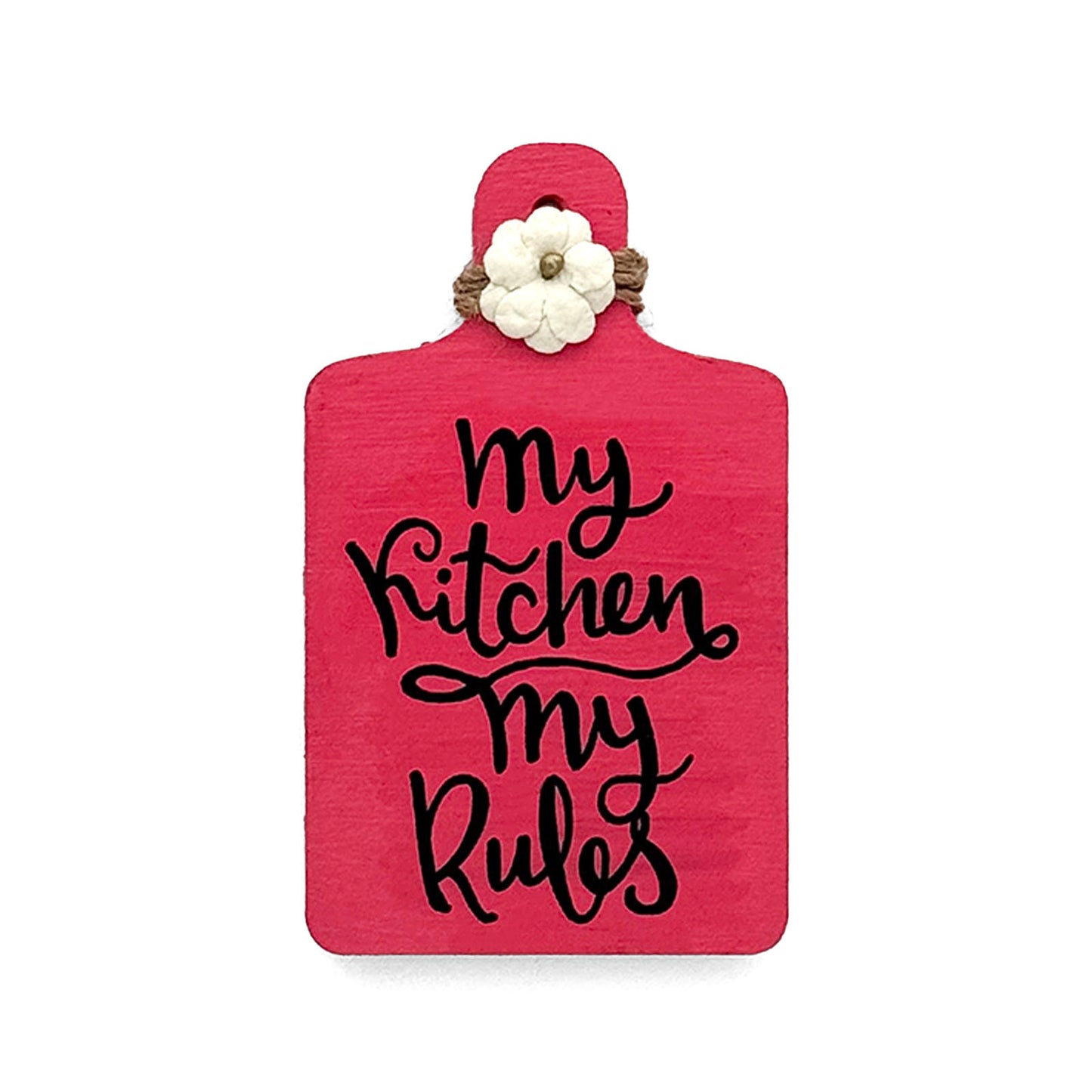 My Kitchen My Rules Hand-Painted Wooden Chopping Board Fridge Magnet  - Pink