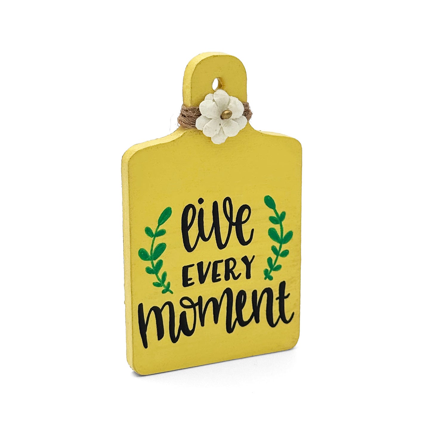 Live Every Moment Hand-Painted Wooden Chopping Board Fridge Magnet  - Yellow