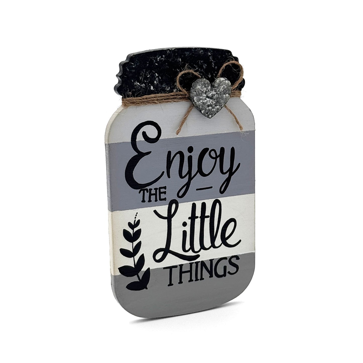 Enjoy The Little Things Hand-Painted Wooden Mason Jar Fridge Magnet - Grey
