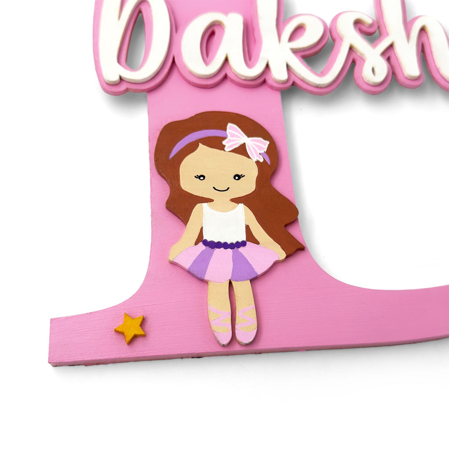 Layered Alphabet Initial Hand-Painted Wooden Kids Name Plate For Girls - Design 1