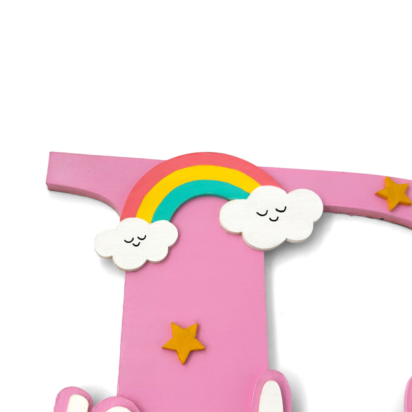 Layered Alphabet Initial Hand-Painted Wooden Kids Name Plate For Girls - Design 1