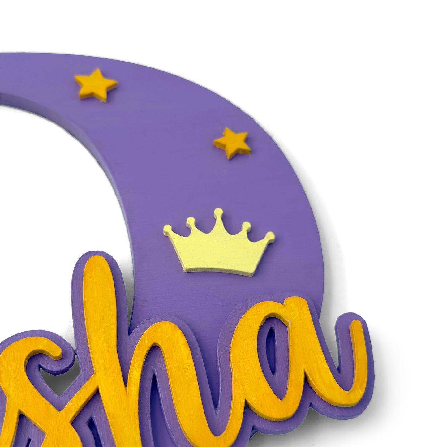 Princess Themed Layered Alphabet Initial Hand-Painted Wooden Kids Name Plate Design 1