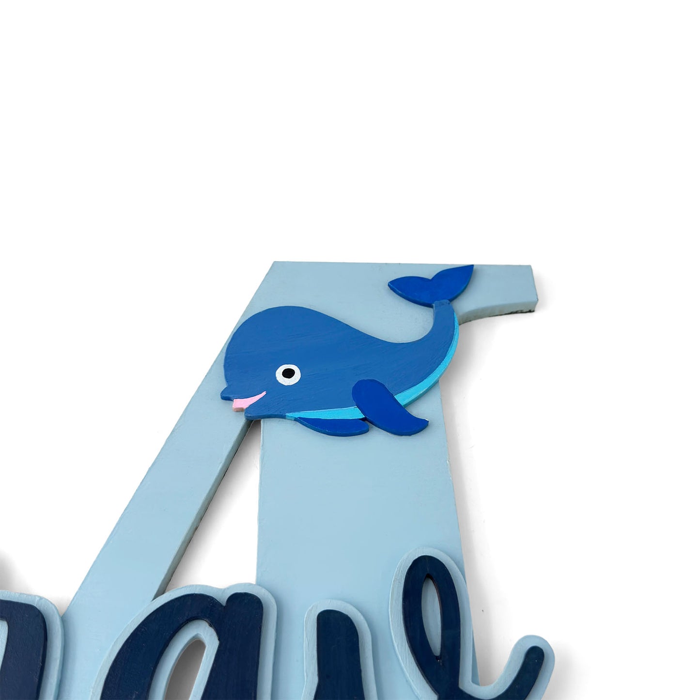 Ocean Themed Layered Alphabet Initial Hand-Painted Wooden Kids Name Plate Design 1