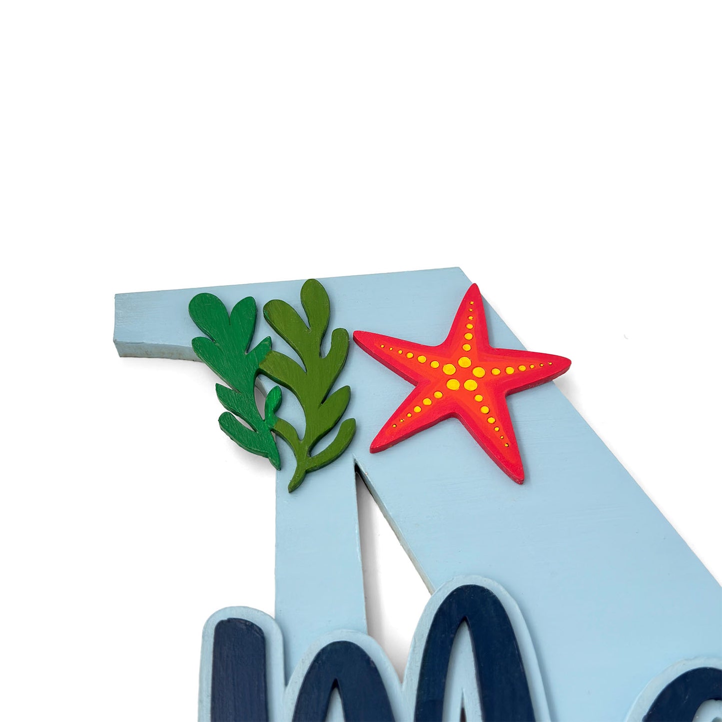 Ocean Themed Layered Alphabet Initial Hand-Painted Wooden Kids Name Plate Design 1