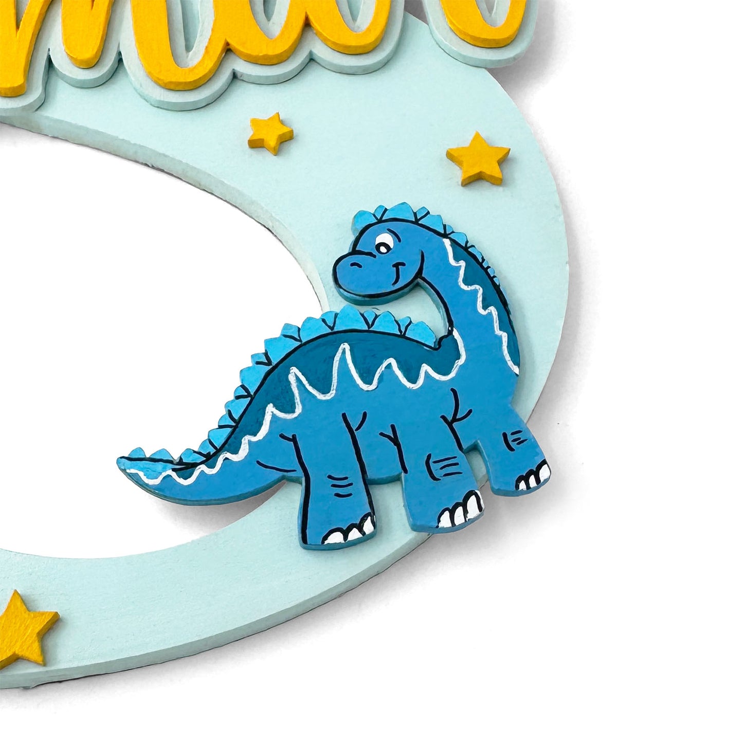Dinosaur Themed Layered Alphabet Initial Hand-Painted Wooden Kids Name Plate Design 1