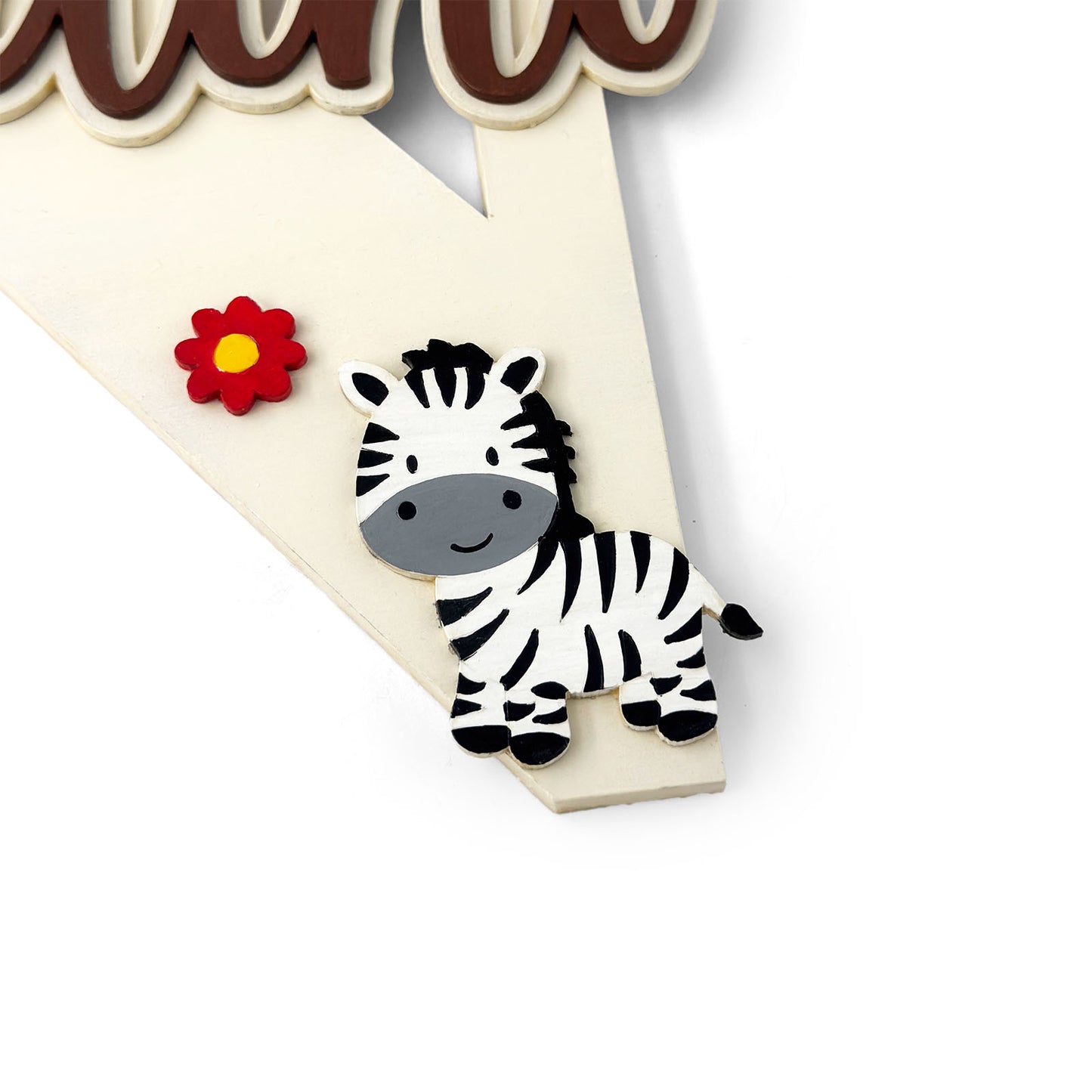 Animal Themed Layered Alphabet Initial Hand-Painted Wooden Kids Name Plate Design 2
